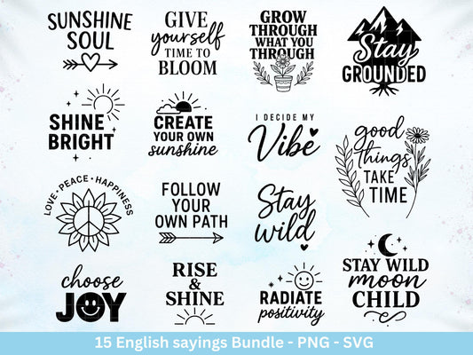 Boho Inspirational svg Png Bundle, positive Affirmationen svg, Kindness svg, immer würdig Matter genug svg, florale Zitate svg Motivierend
