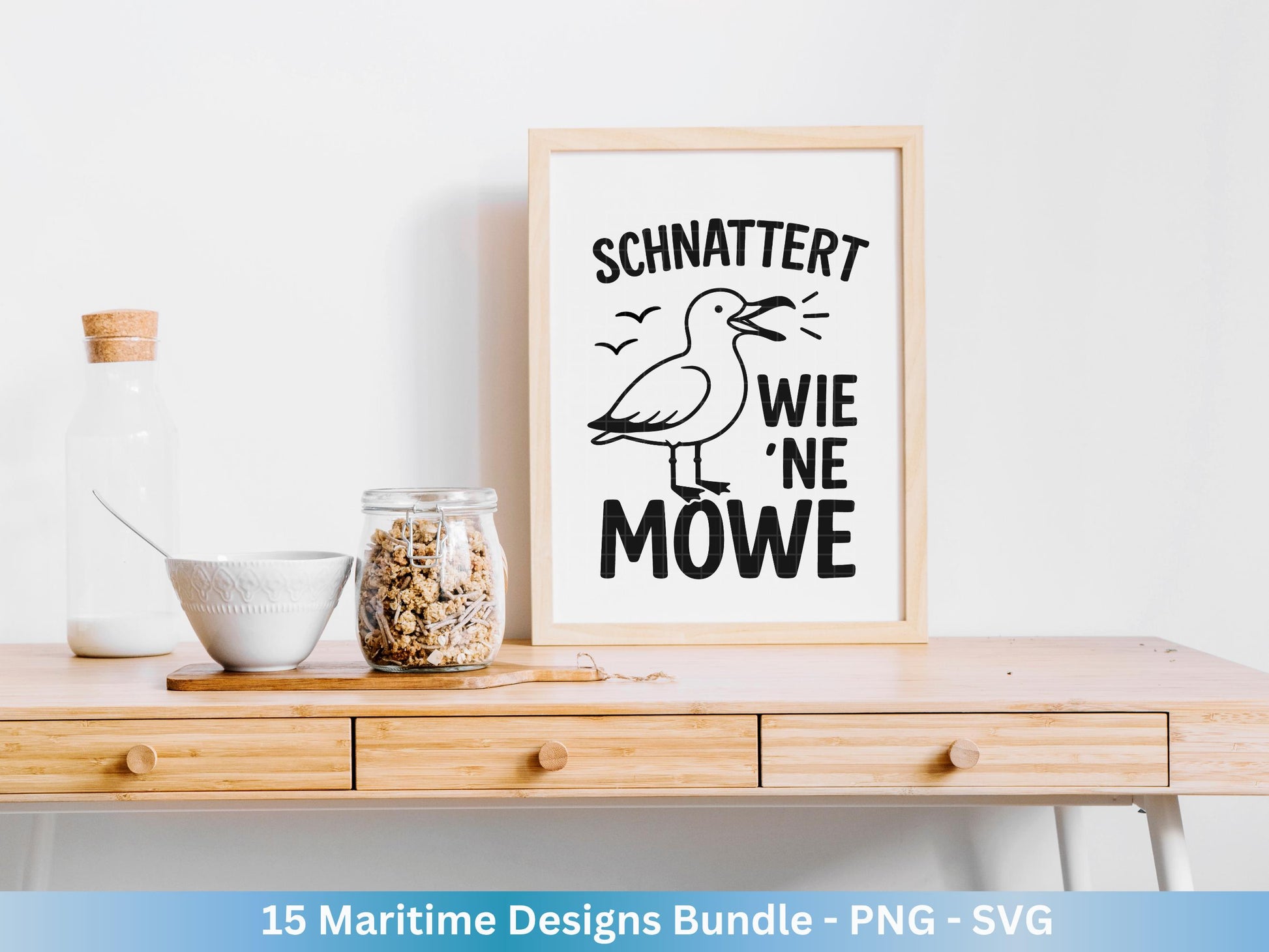 Plotterdatei Maritim - Moin Svg - Maritim Svg - Leuchtturm Svg - Möwen Svg - Nordsee & Ostsee - Laserdatei Möwe - Deutsche Sprüche Svg Datei