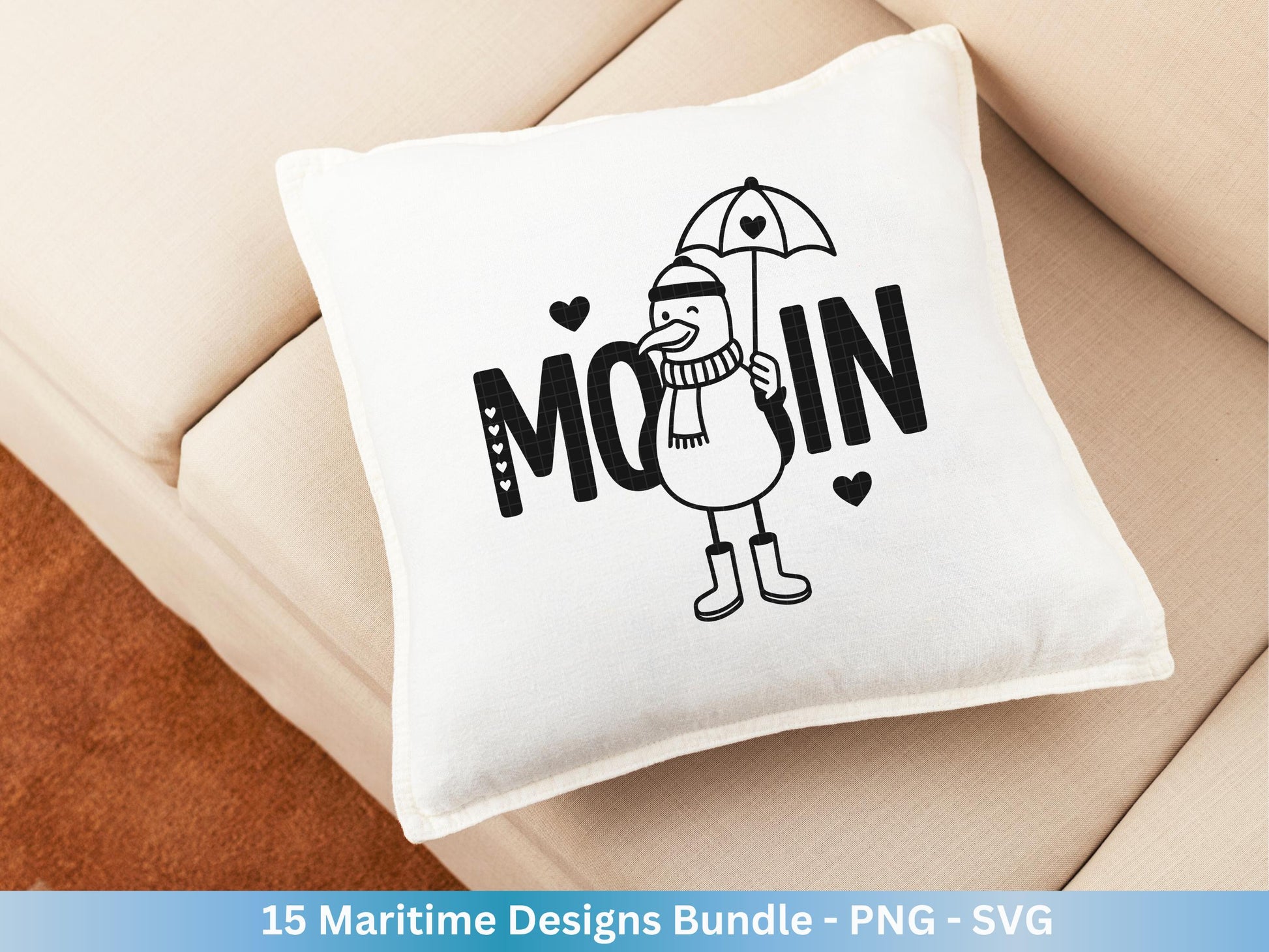 Plotterdatei Maritim - Moin Svg - Maritim Svg - Leuchtturm Svg - Möwen Svg - Nordsee & Ostsee - Laserdatei Möwe - Deutsche Sprüche Svg Datei
