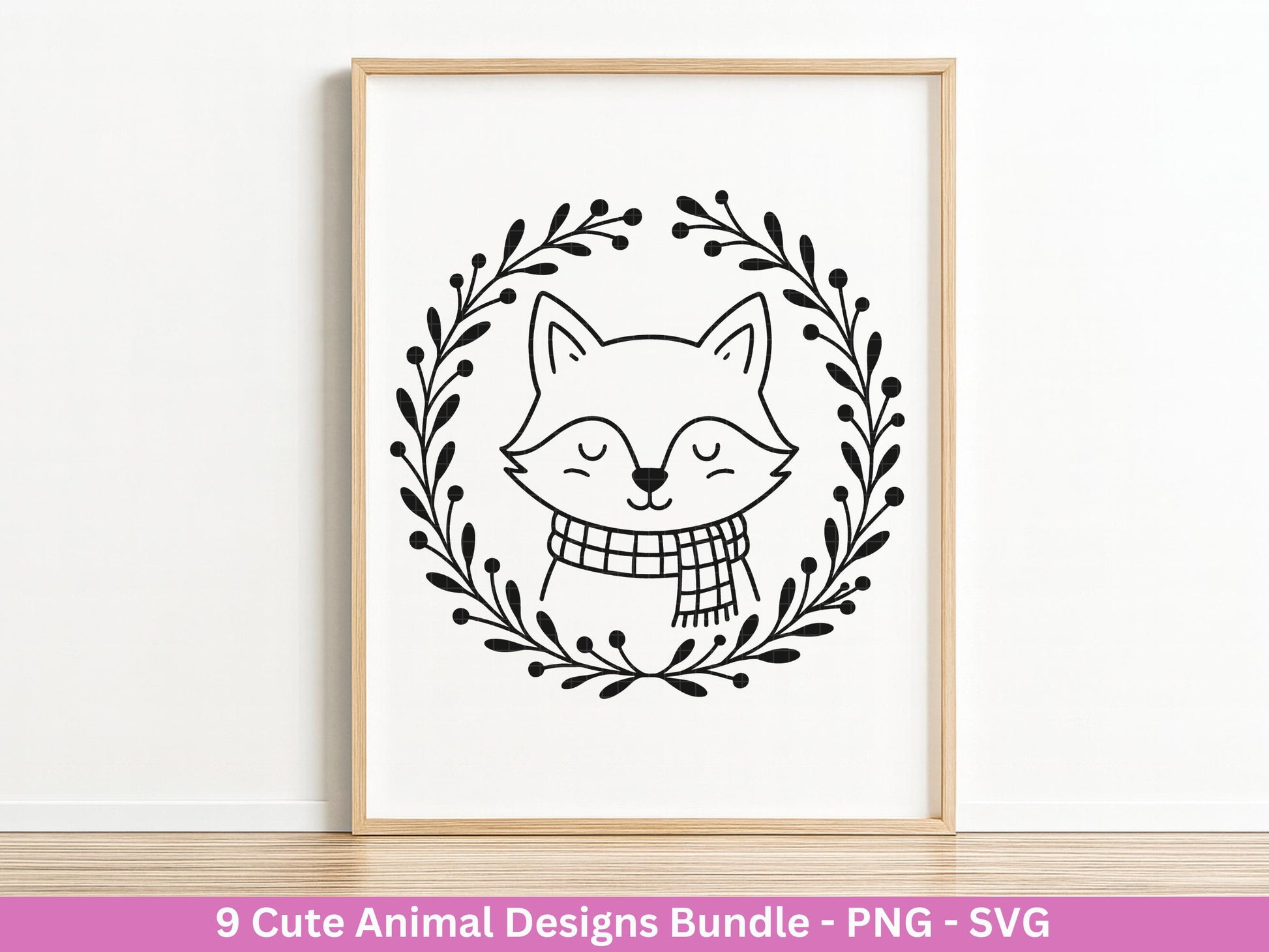 Plotterdatei Tiere - Kränze SVG Bundle - Lorbeerkranz Monogramm - Blumenkranz Svg - Weihnachten Svg - Fuchs Svg - Lasercut Cricut Svg Datei
