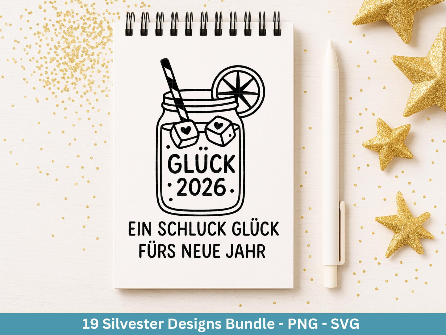 Silvester Plotterdatei - Deutsche Sprüche Svg - Weihnachten Svg - Frohes Neues Jahr 2026 - Silvester Laserdatei - Glücksschwein svg - Cricut