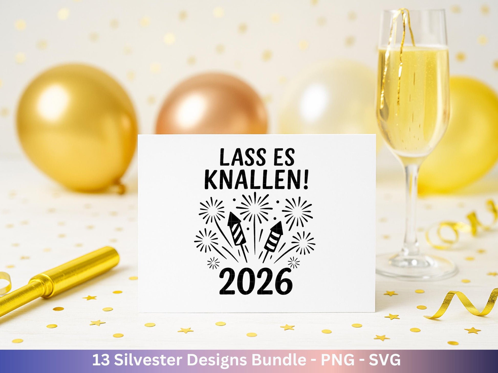 Silvester Plotterdatei - Deutsche Sprüche Svg - Weihnachten Svg - Frohes Neues Jahr 2026 - Silvester Laserdatei - Glücksschwein svg - Cricut