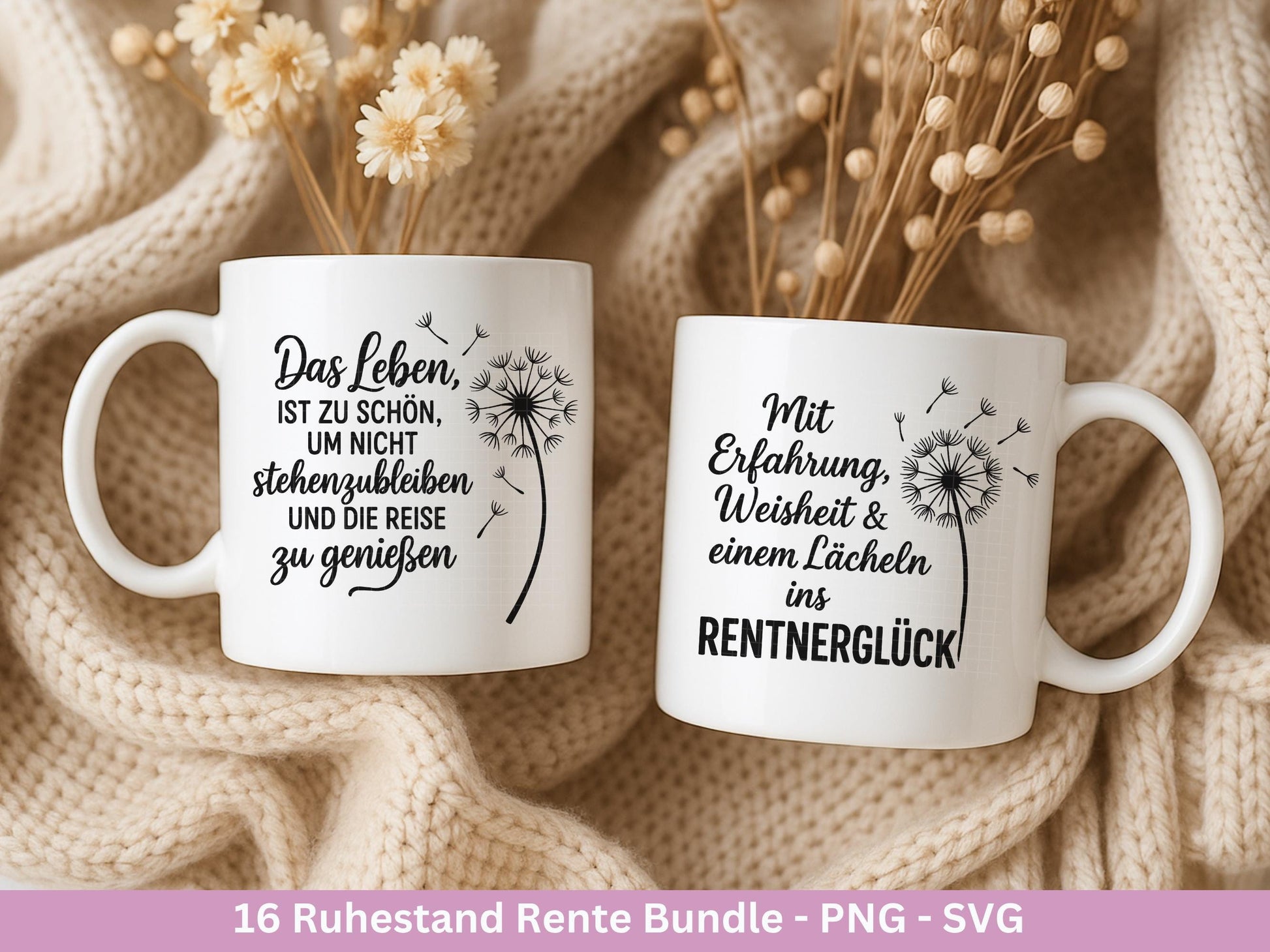 Plotterdatei Rente - Rentner Sprüche - Geschenk Rente - Pusteblumen Svg - Deutsche Sprüche Svg - Laserdatei Pusteblume - Ruhestand Geschenk