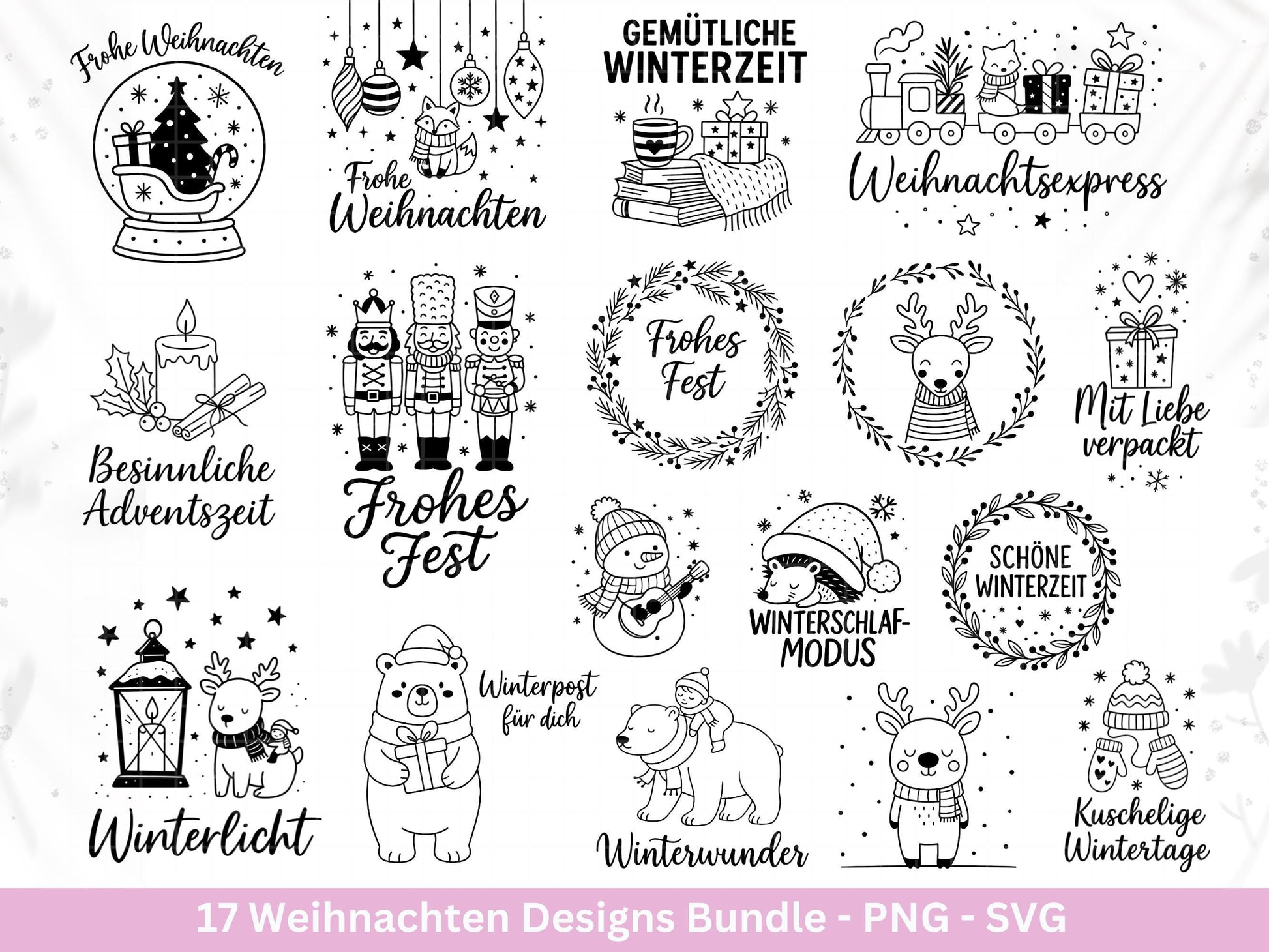 Plotterdatei Weihnachten – Deutsche Sprüche Schriftzüge – Winter Svg – Weihnachtshäuser Svg – Cricut Silhouette - Geschenk Weihnachten Laser