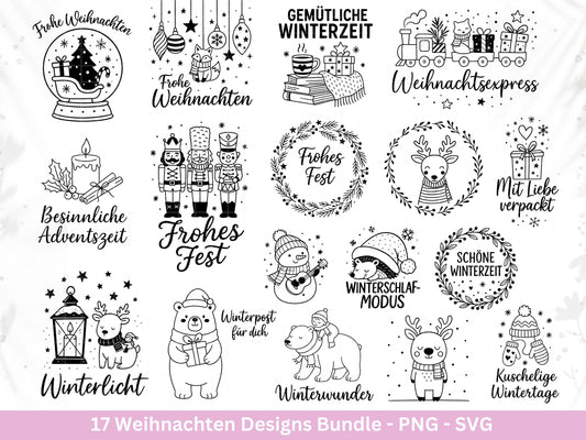 Plotterdatei Weihnachten – Deutsche Sprüche Schriftzüge – Winter Svg – Weihnachtshäuser Svg – Cricut Silhouette - Geschenk Weihnachten Laser