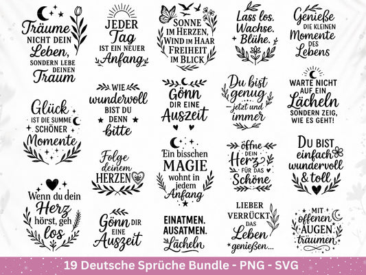 Deutsche Sprüche Plotterdatei - Positive Sprüche Svg - Laserdatei Sprüche - Inspirierende Zitate - Positive Sprüche Svg - Geschenk Freundin
