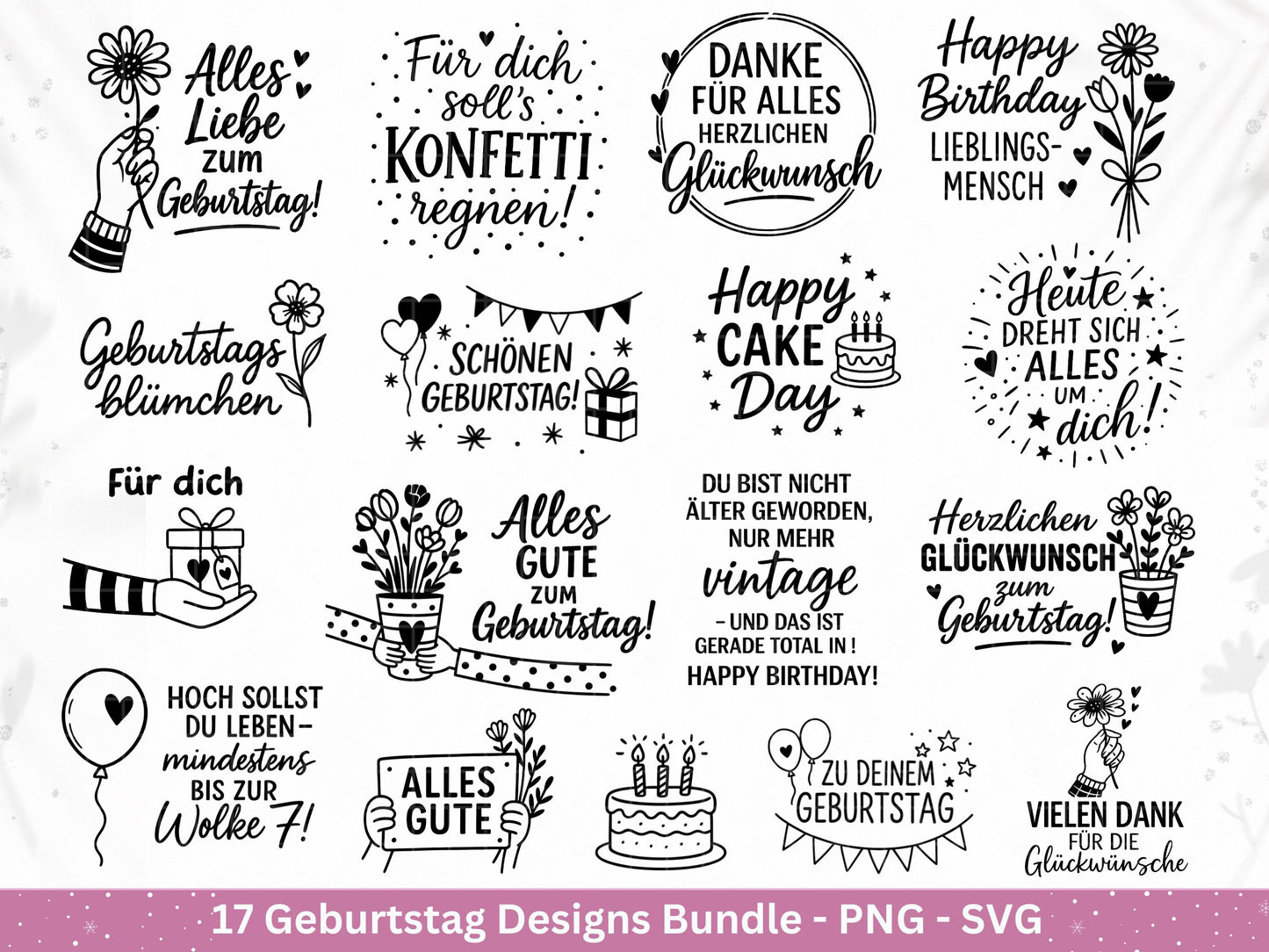 Plotterdatei Geburtstag - Geburtstagssprüche svg- Geburtstag svg- Cricut Svg Datei - Geburtstag Schriftzüge - Laserdatei Geschenkidee Png