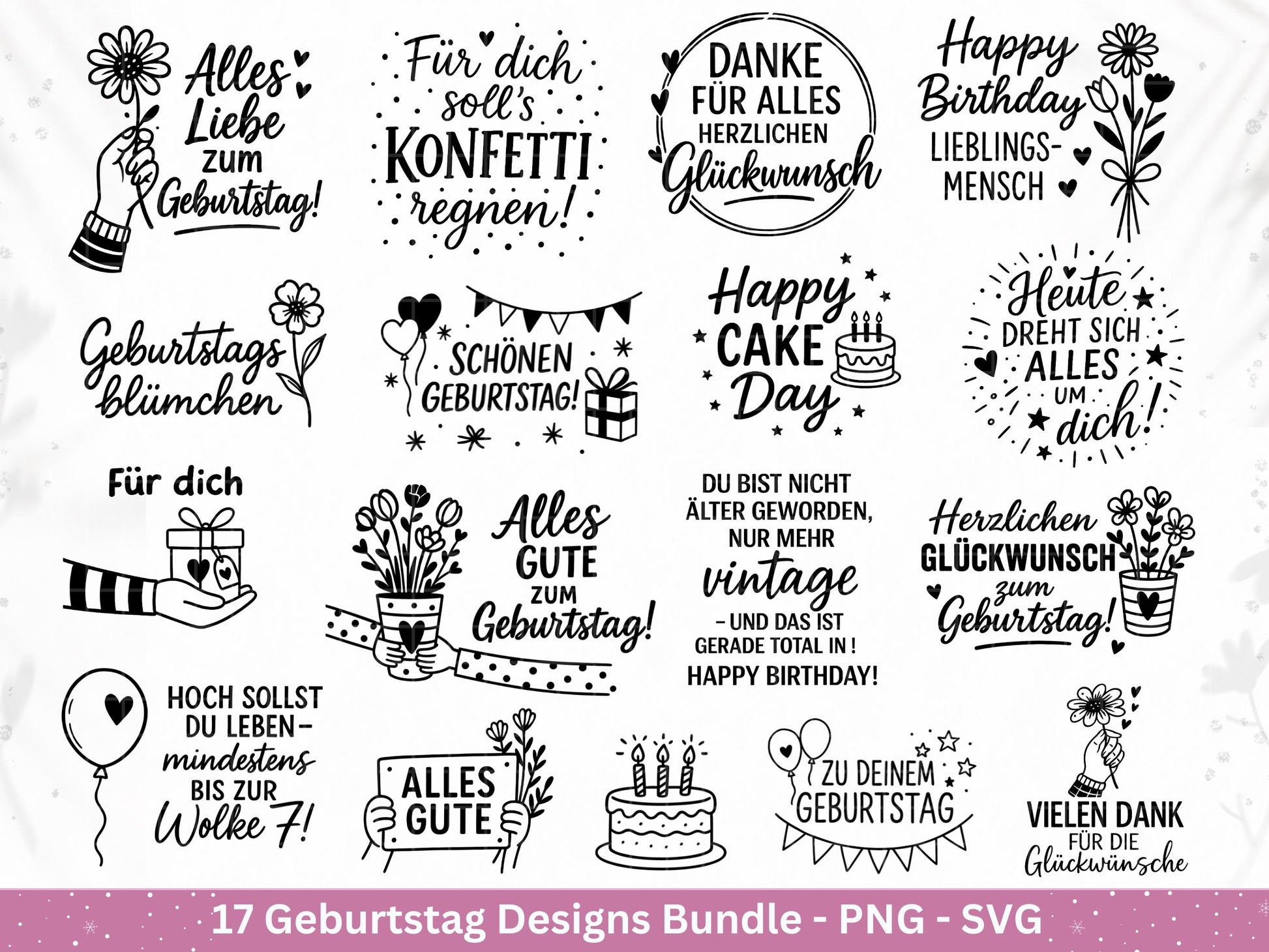 Plotterdatei Geburtstag - Geburtstagssprüche svg- Geburtstag svg- Cricut Svg Datei - Geburtstag Schriftzüge - Laserdatei Geschenkidee Png