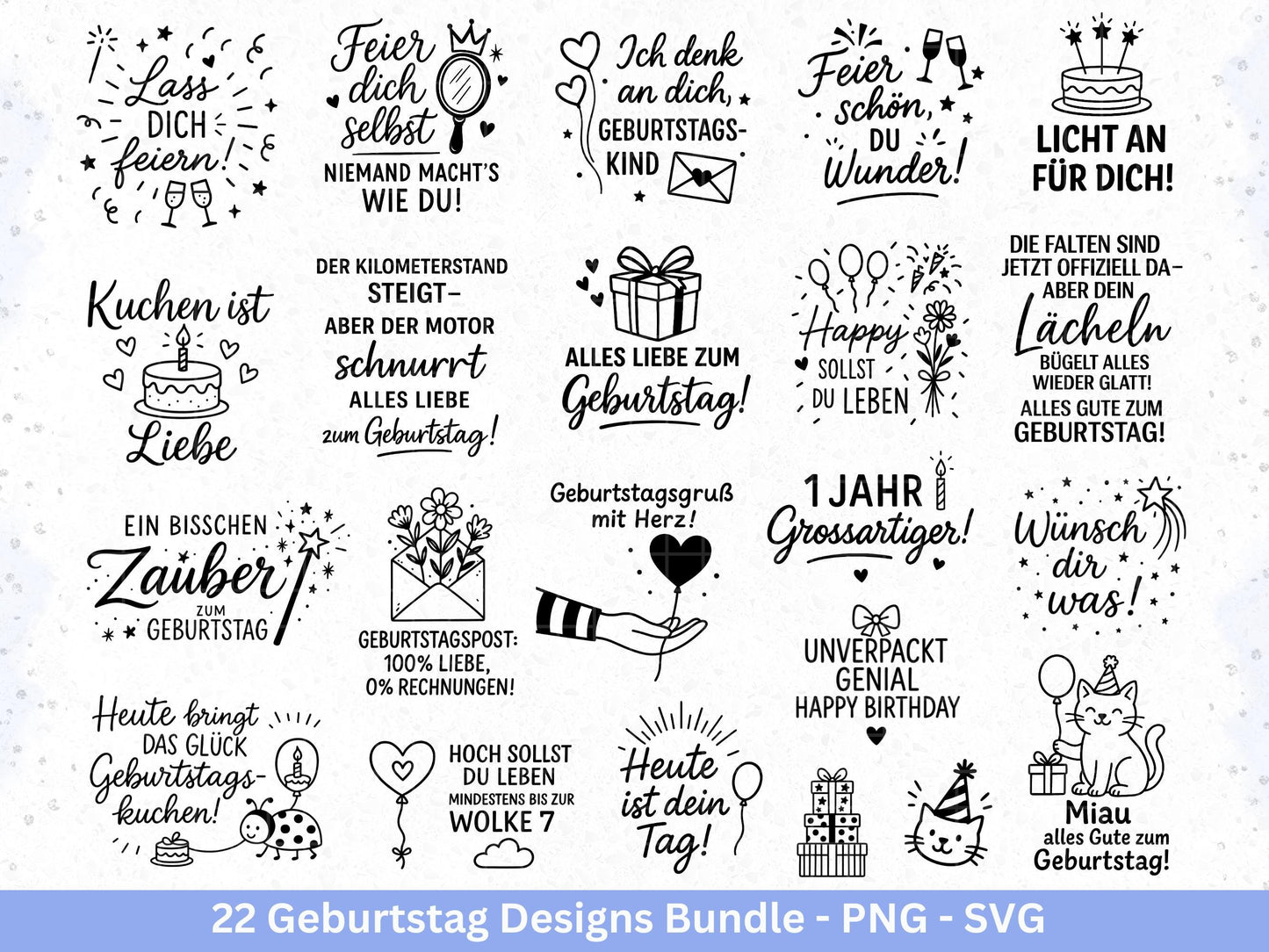 Plotterdatei Geburtstag - Geburtstagssprüche svg- Geburtstag svg- Cricut Svg Datei - Geburtstag Schriftzüge - Laserdatei Geschenkidee Png