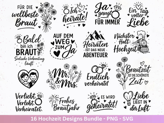 Plotterdatei Braut SVG Bundle - Hochzeit Party - Brautjungfer - JGA - Verlobungsfeier- Braut Shirts - Hochzeit Svg - Hochzeitsgeschenk