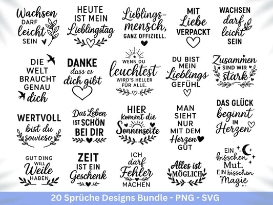 Deutsche Sprüche Plotterdatei - Positive Sprüche Svg - Lieblingsmensch Svg - Inspirierende Zitate - Positive Sprüche Svg - Cricut Svg Datei