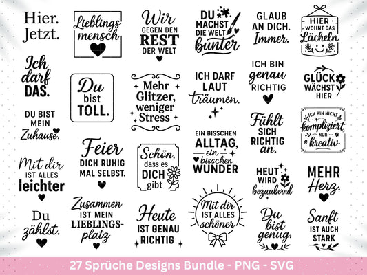 Deutsche Sprüche Plotterdatei - Positive Sprüche Svg - Lieblingsmensch Svg - Inspirierende Zitate - Positive Sprüche Svg - Cricut Svg Datei