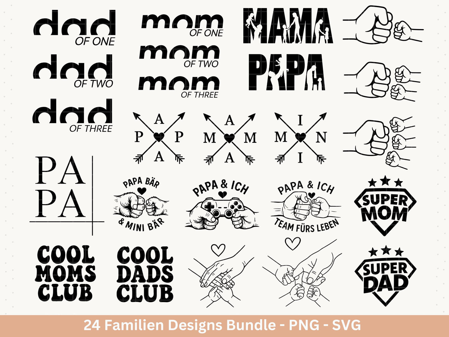 Deutsche Plotterdatei Papa Svg - Vatertagsgeschenk - Mama Svg - Familie Svg - Cricut svg - Shirtdesign Svg - Geschenk Papa - Muttertag