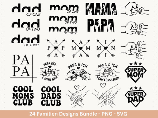Deutsche Plotterdatei Papa Svg - Vatertagsgeschenk - Mama Svg - Familie Svg - Cricut svg - Shirtdesign Svg - Geschenk Papa - Muttertag