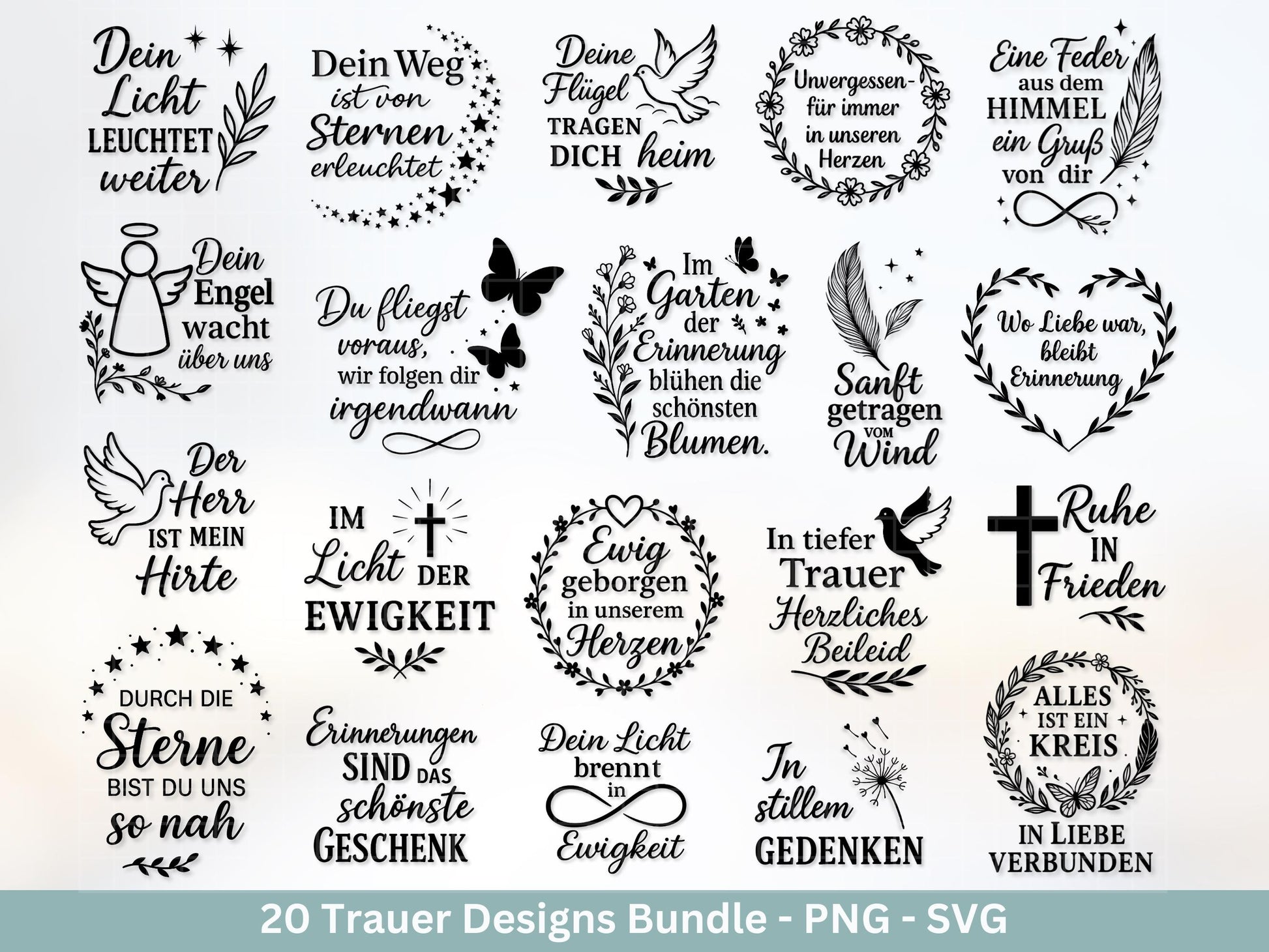 Plotterdatei Trauer - Abschied Svg - Kerzen Sprüche Trauer - Grablichter Sprüche deutsch - Du fehlst svg - Trostlicht svg - Abschied nehmen