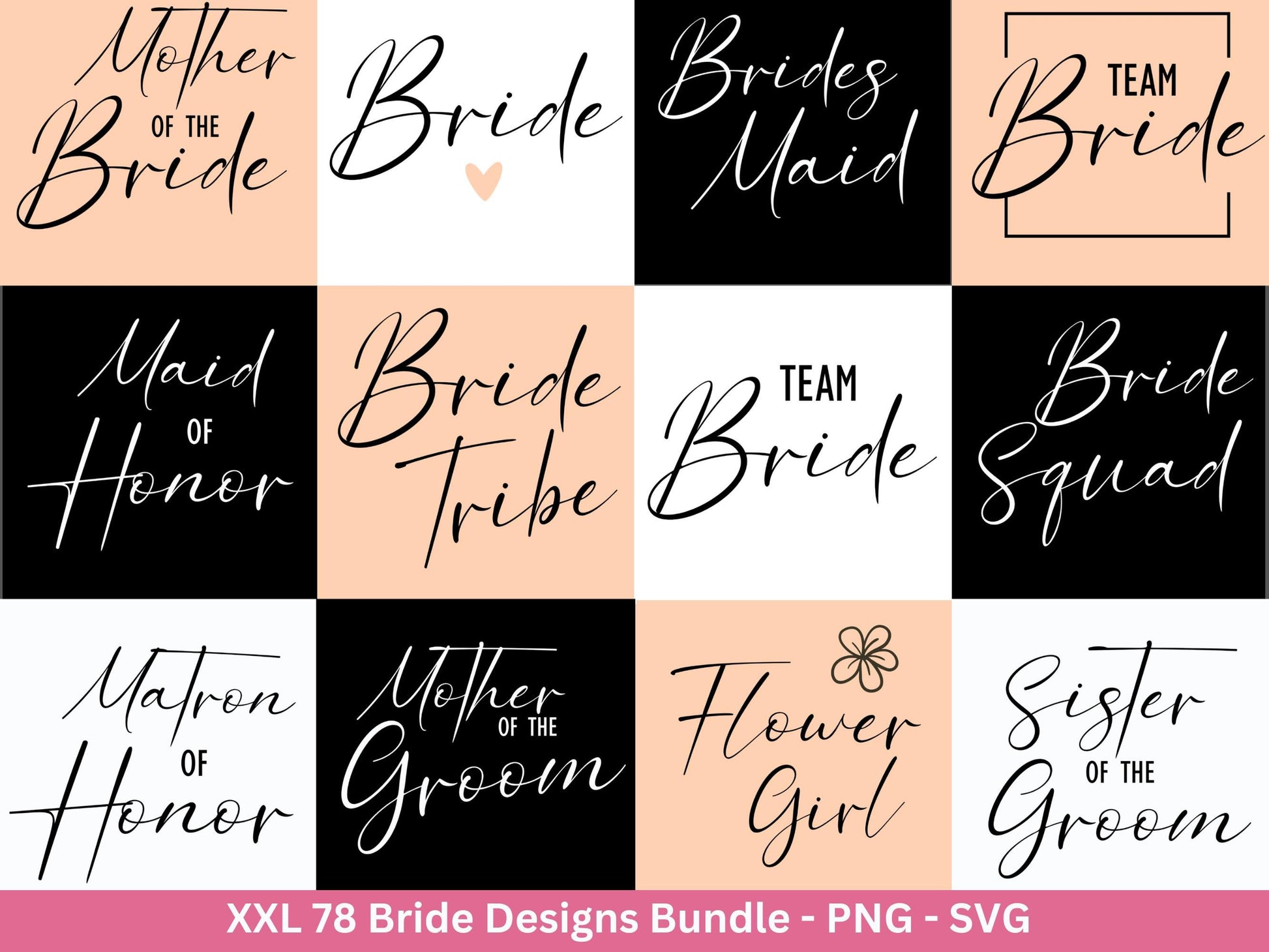 Brautparty-Bundle, Hochzeit-Party-Bundle, Braut-Svg, Brautjungfer, Braut, Bräutigam, Mr und Mrs Svg, Trauzeugin, Verlobungsfeier svg-Dateien