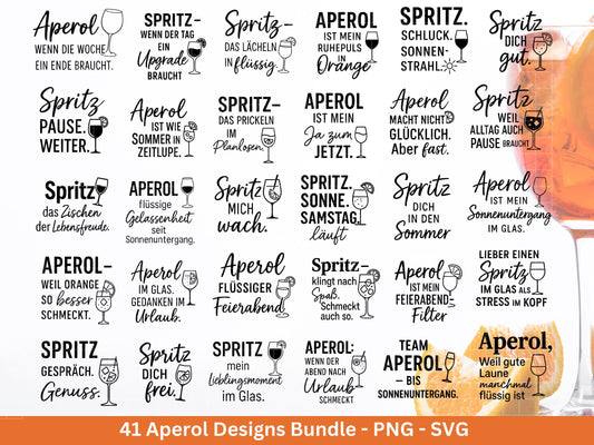 XXL Plotterdatei Aperol Bundle - Aperol Spritztour svg - Cricut Silhouette - Aperol Svg Datei - Alkohol Svg -Untersetzer Sprüche Laserdatei
