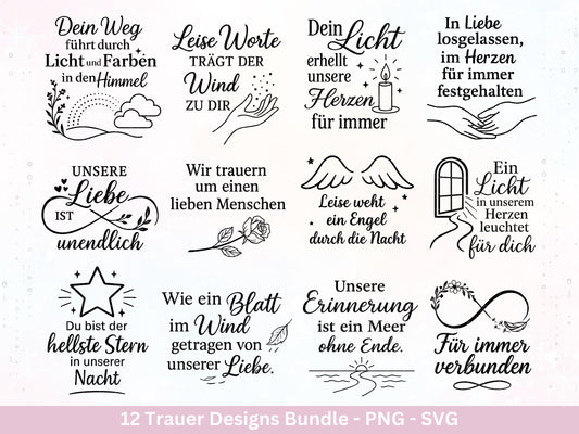 Plotterdatei Trauer - Abschied Svg - Kerzen Sprüche Trauer - Grablichter Sprüche deutsch - Du fehlst svg - Trostlicht svg - Abschied nehmen