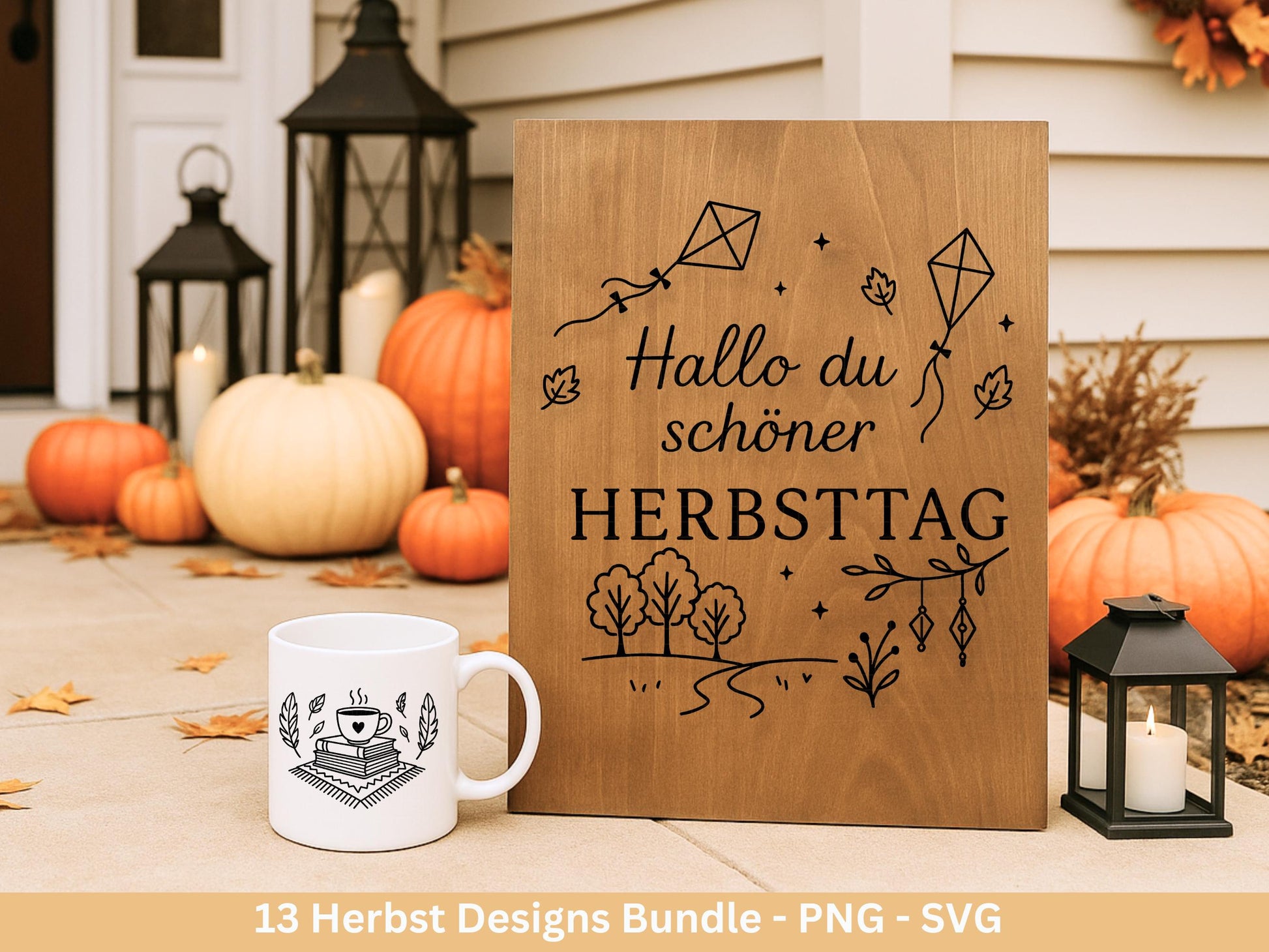 Plotterdatei Herbst - Herbst svg - Hallo Herbst - Laserdatei Herbst - Kürbis svg - Pilz svg - Deutsche Herbst Sprüche SVG Datei - Cricut