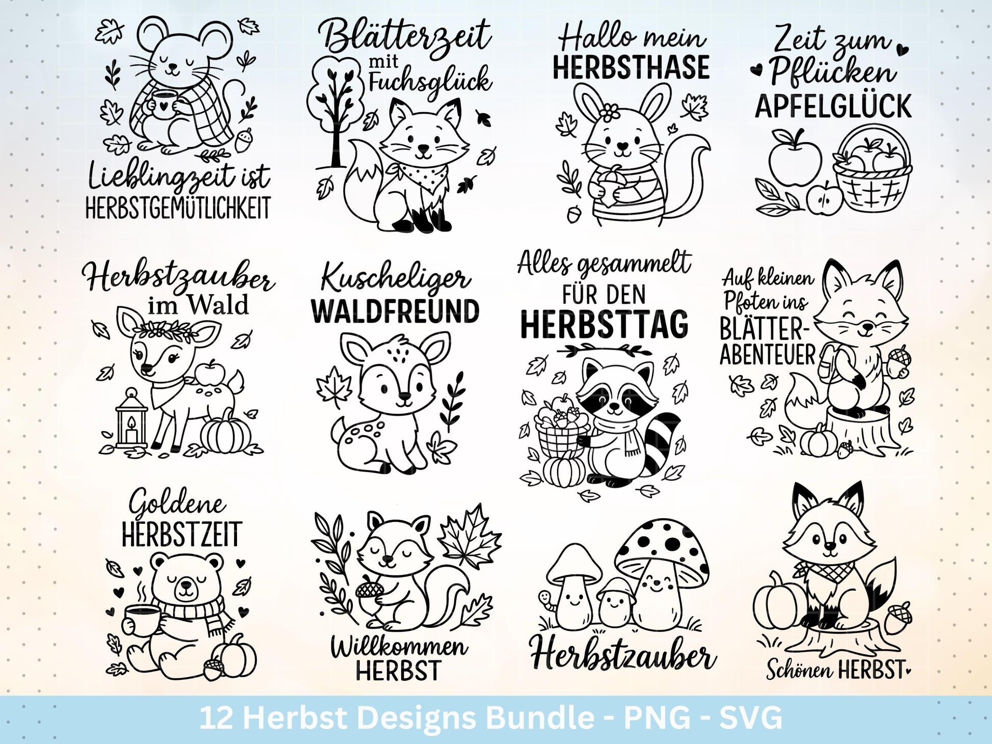 Plotterdatei Herbst - Herbst svg - Hallo Herbst - Herbstzauber svg - Laserdatei Herbst - Kürbis svg - Igel svg - Pilz svg - Herbst Sprüche