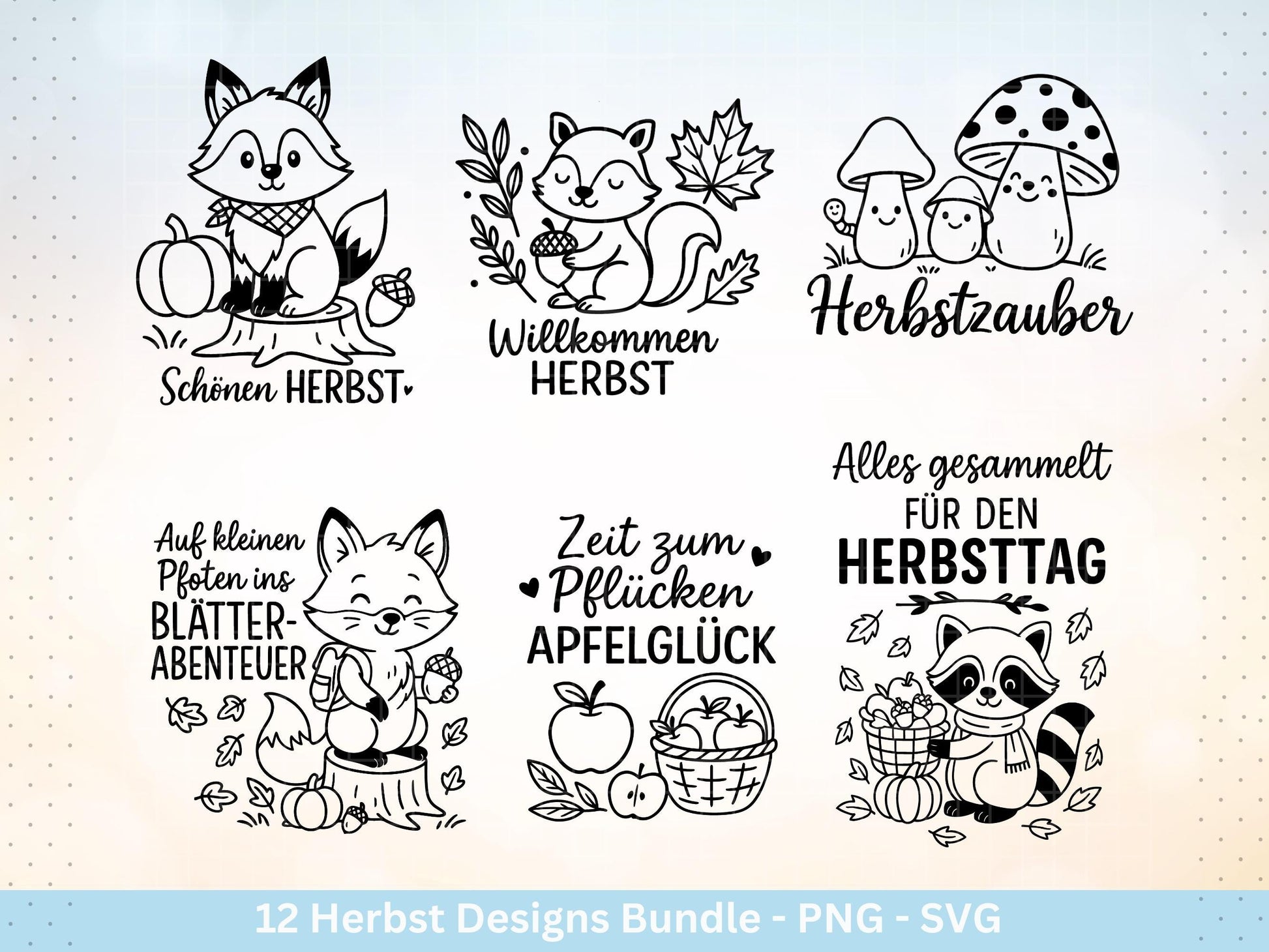 Plotterdatei Herbst - Herbst svg - Hallo Herbst - Herbstzauber svg - Laserdatei Herbst - Kürbis svg - Igel svg - Pilz svg - Herbst Sprüche