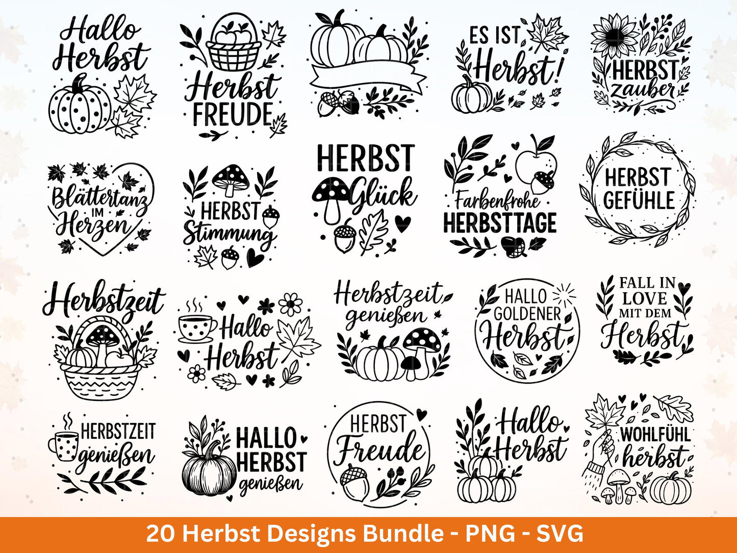 Plotterdatei Herbst - Herbst svg - Hallo Herbst - Herbstzauber svg - Laserdatei Herbst - Kürbis svg - Igel svg - Pilz svg - Herbst Sprüche
