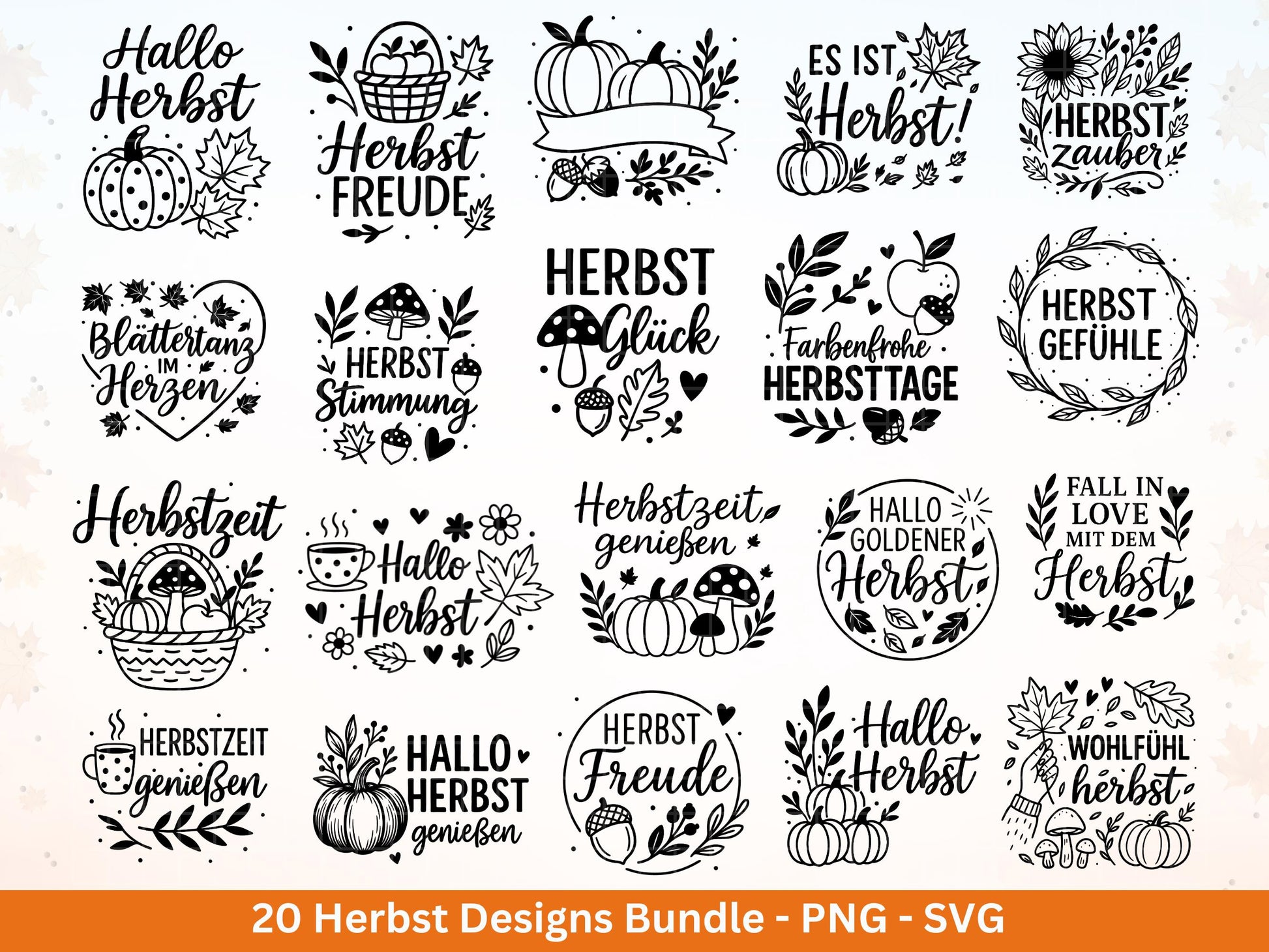 Plotterdatei Herbst - Herbst svg - Hallo Herbst - Herbstzauber svg - Laserdatei Herbst - Kürbis svg - Igel svg - Pilz svg - Herbst Sprüche