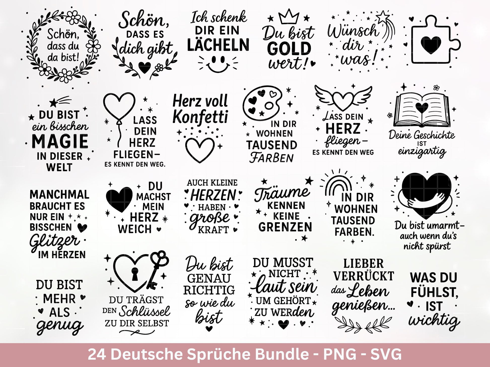 Deutsche Sprüche Plotterdatei - Positive Sprüche Svg - Svg Datei Liebe - Inspirierende Zitate - Positive Sprüche Svg - Laserdatei Spruch Svg