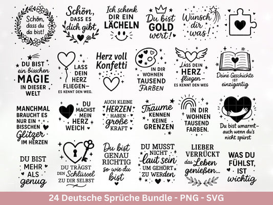 Deutsche Sprüche Plotterdatei - Positive Sprüche Svg - Svg Datei Liebe - Inspirierende Zitate - Positive Sprüche Svg - Laserdatei Spruch Svg