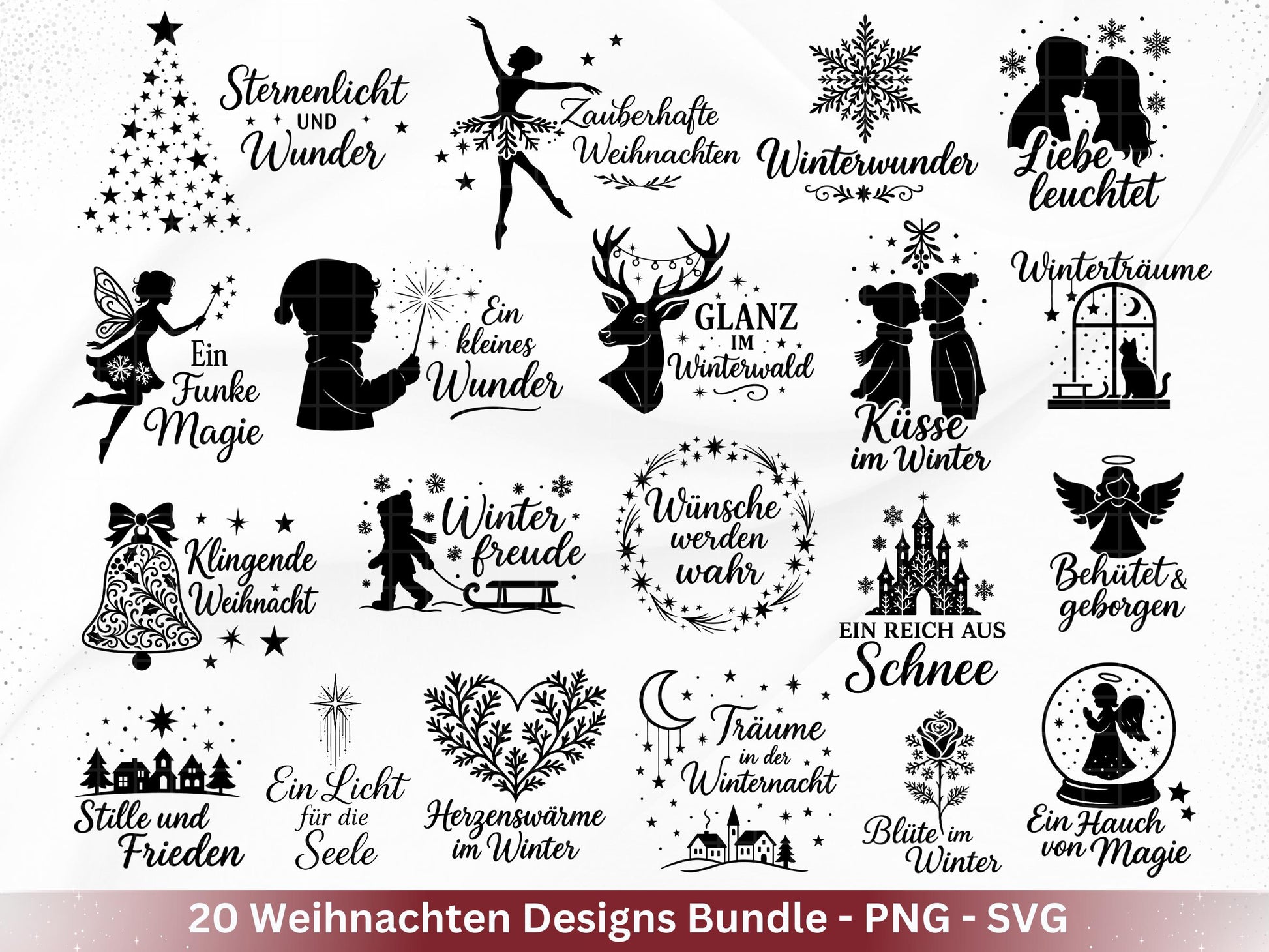 Plotterdatei Weihnachten - Weihnachten Schriftzüge - Frohe Weihnachten svg - Winterzauber svg - Cricut Silhouette - Laserdatei Weihnachten