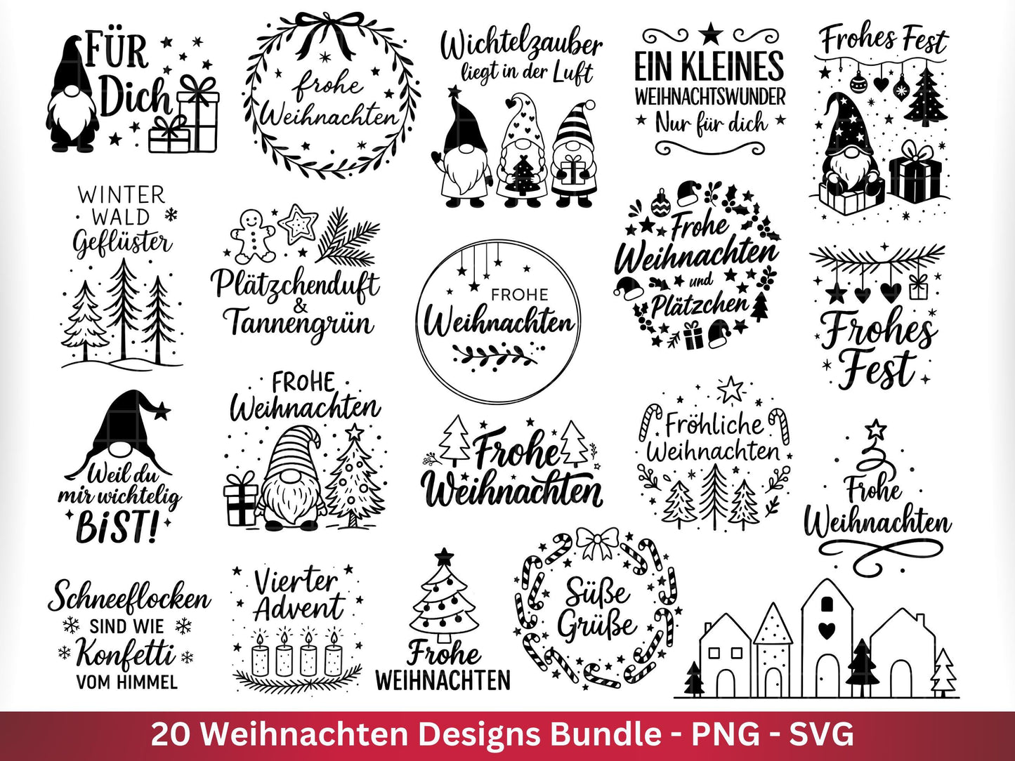Plotterdatei Weihnachten Svg – Deutsche Schriftzüge – Winter SVG – Wichtel Laserdatei Weihnachten – Cricut Silhouette Svg Datei Wichtel Svg