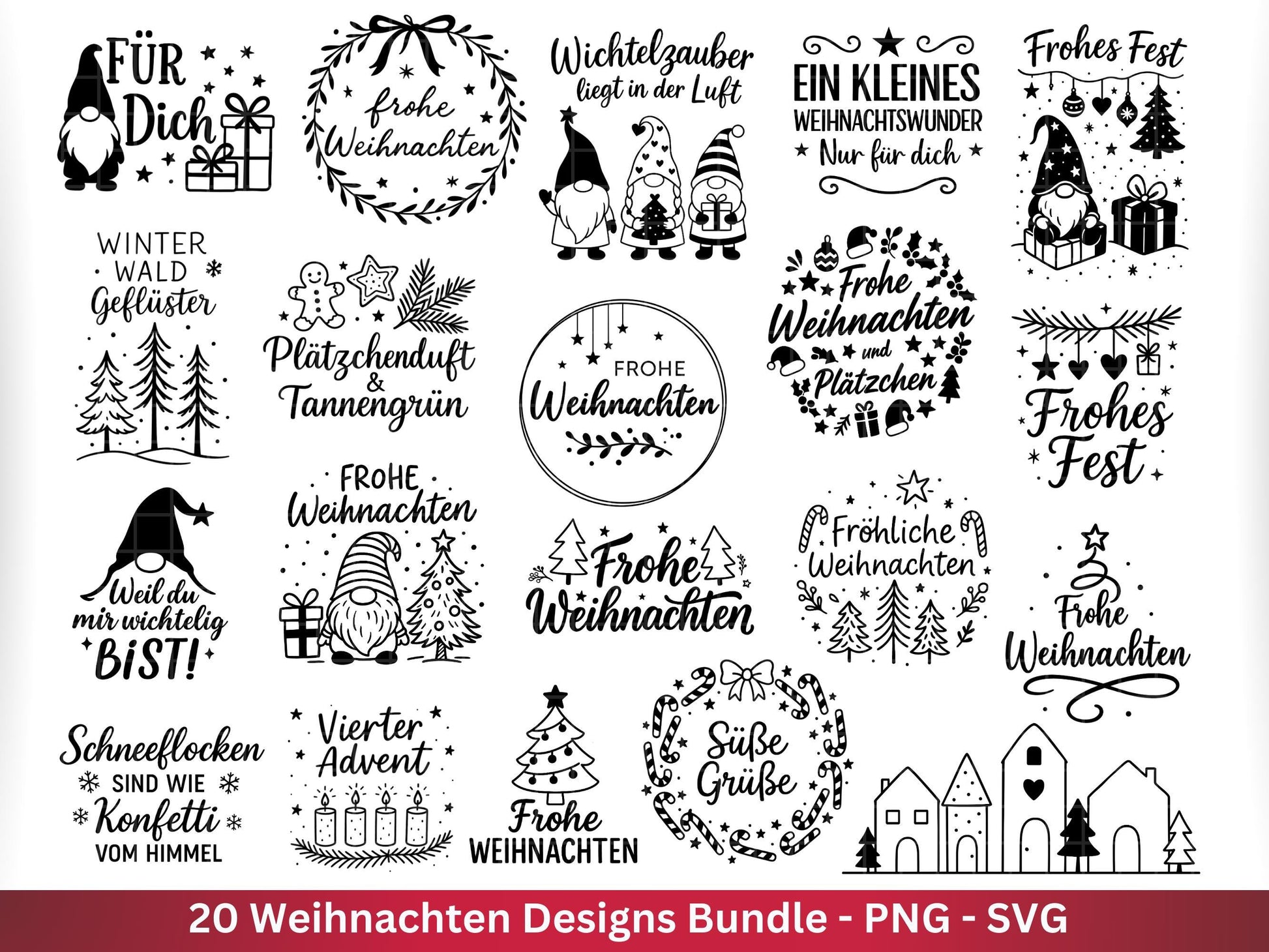 Plotterdatei Weihnachten Svg – Deutsche Schriftzüge – Winter SVG – Wichtel Laserdatei Weihnachten – Cricut Silhouette Svg Datei Wichtel Svg