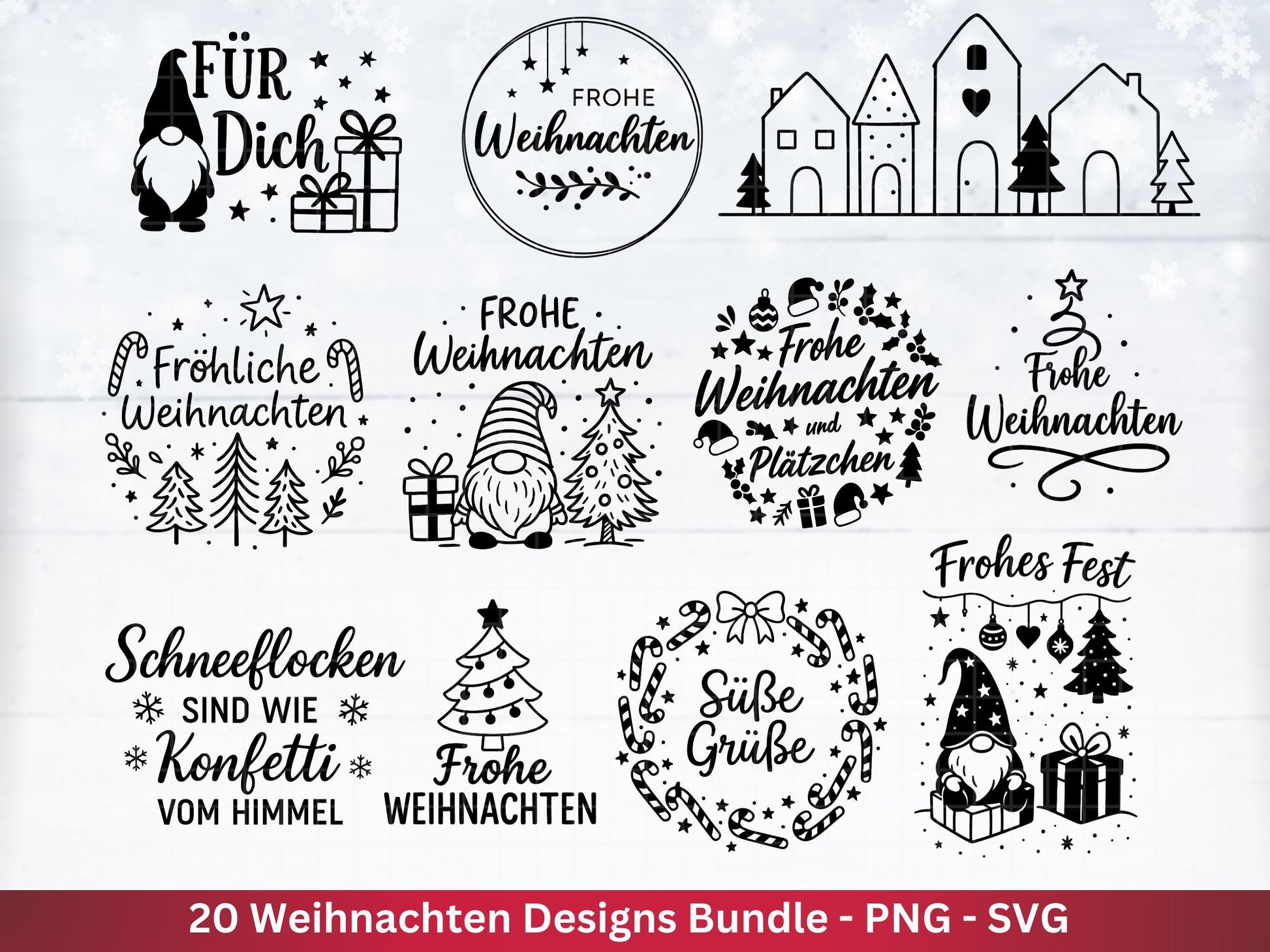 Plotterdatei Weihnachten Svg – Deutsche Schriftzüge – Winter SVG – Wichtel Laserdatei Weihnachten – Cricut Silhouette Svg Datei Wichtel Svg