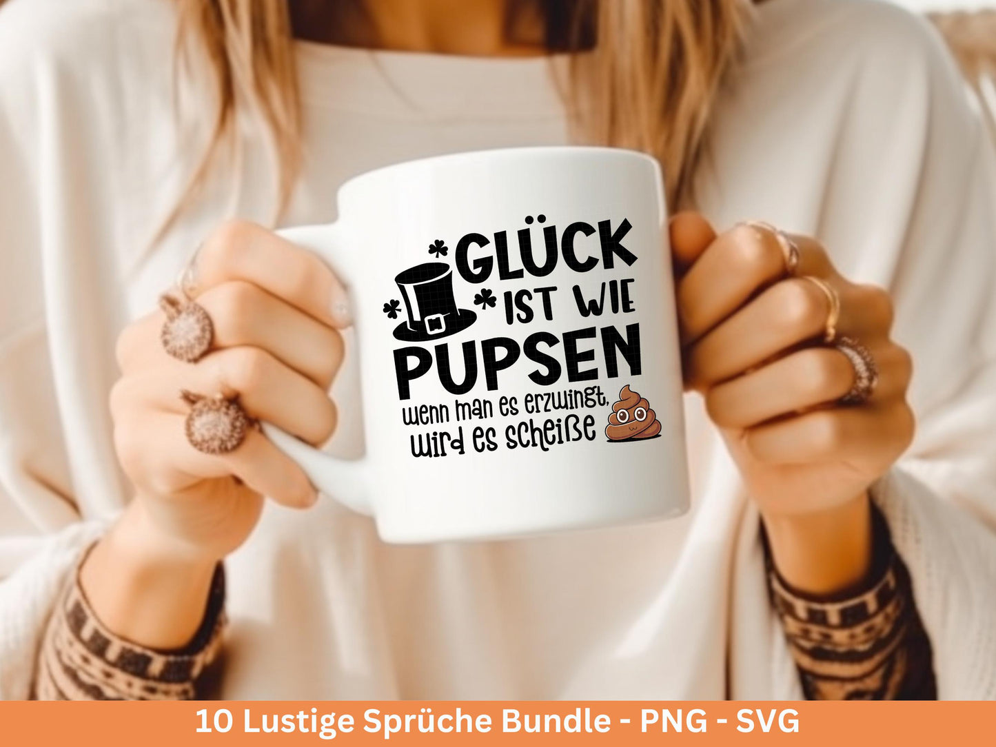 Lustige Sprüche SVG Plotterdatei Bundle – Einhorn Svg - Kackhaufen Poop Emoji – Deutsche Sprüche für Tassen Shirt Jutebeutel Cricut Geschenk