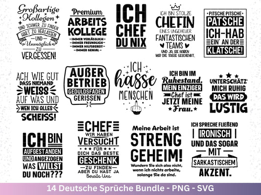 Deutsche Sprüche SVG Plotterdatei – Lustiges & sarkastisches Bundle für Cricut/Silhouette Laserdatei – Tassen Shirts Beutel Geschenkidee DIY
