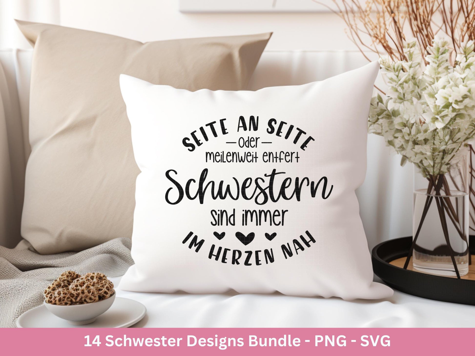 Schwester SVG Plotterdatei – Deutsche Sprüche Designs Bundle – Kindheit Herz Seele – Laserdatei für Cricut Silhouette Tassen Shirts Geschenk