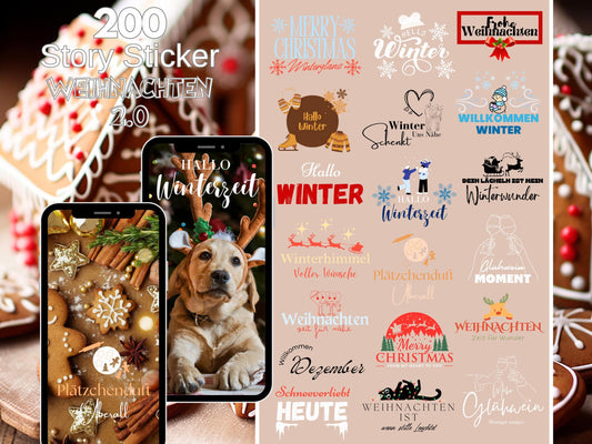 200 Instagram Story Sticker Weihnachten – Deutsch | Advent | Winter | Liebe| Home | Storysticker Daily | Basic | Kalligraphie | Sprüche
