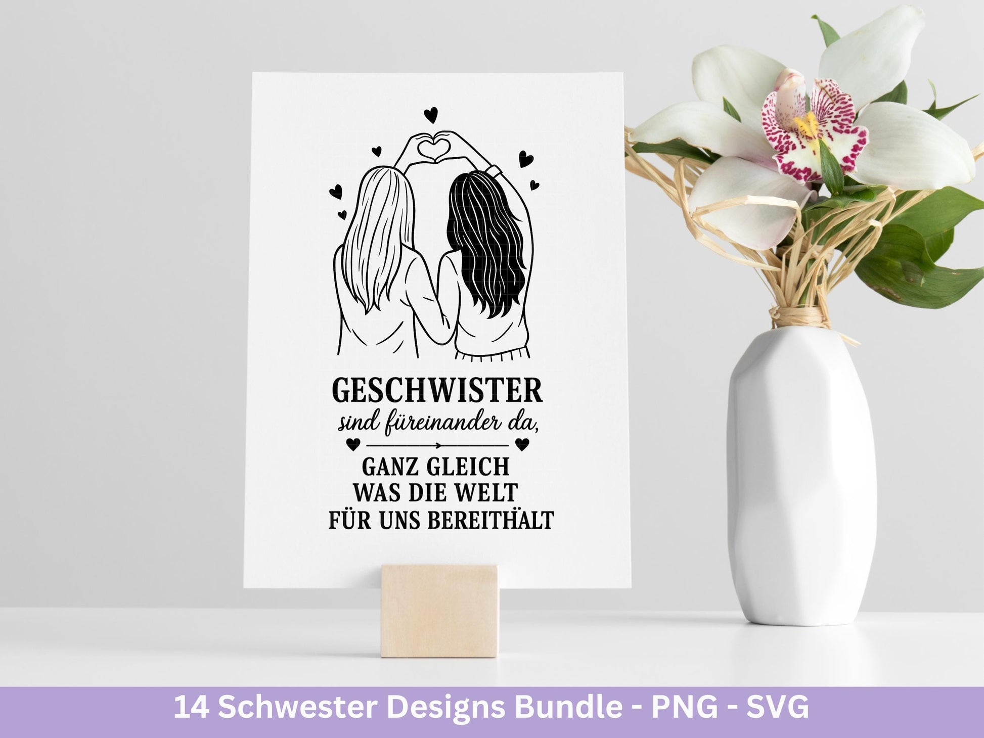 Schwester SVG Plotterdatei – Deutsche Sprüche Designs Bundle – Schwestern Sprüche Liebe Familie – Laserdatei Cricut Silhouette Geschenkidee