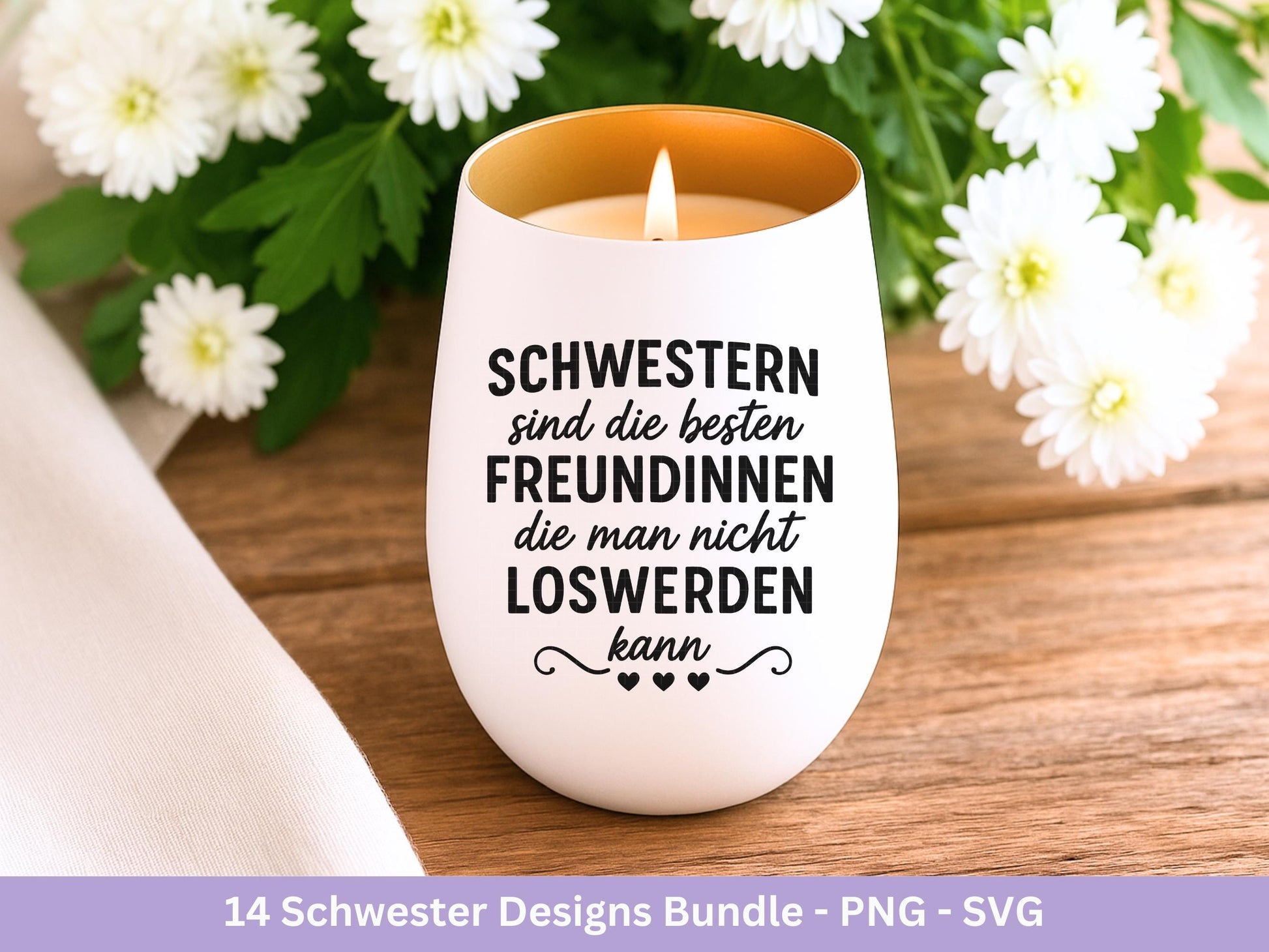 Schwester SVG Plotterdatei – Deutsche Sprüche Designs Bundle – Schwestern Sprüche Liebe Familie – Laserdatei Cricut Silhouette Geschenkidee