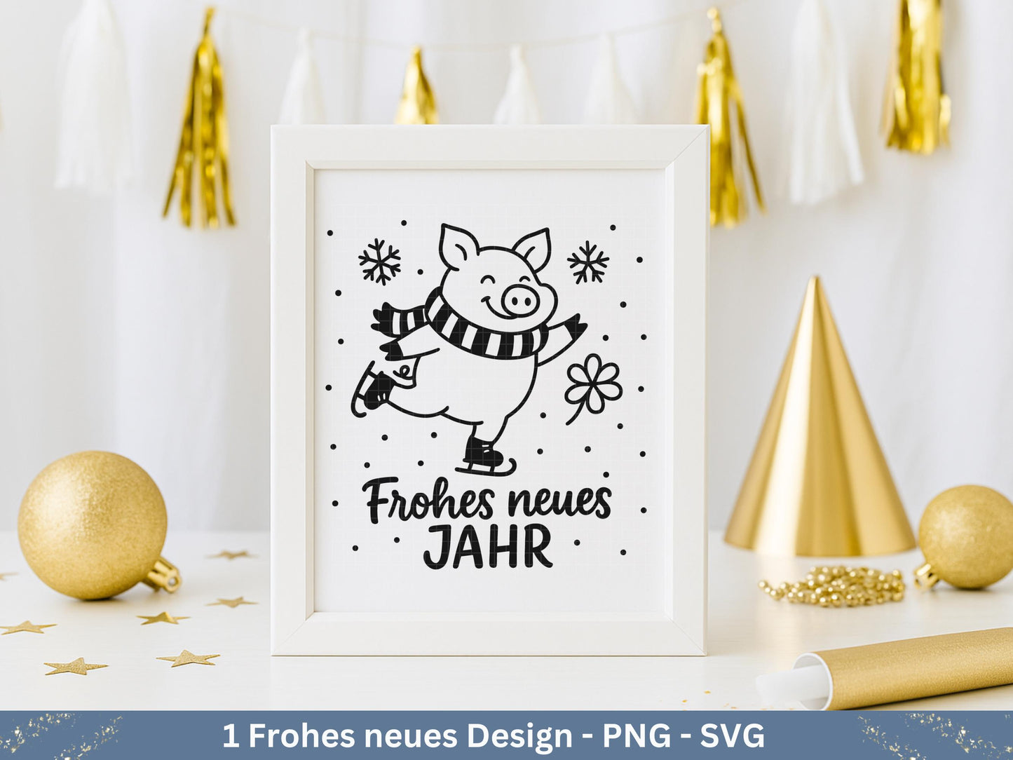 Silvester Plotterdatei - Deutsche Sprüche Svg - Weihnachten Svg - Frohes Neues Jahr 2026 - Silvester Laserdatei - Glücksschwein svg - Cricut
