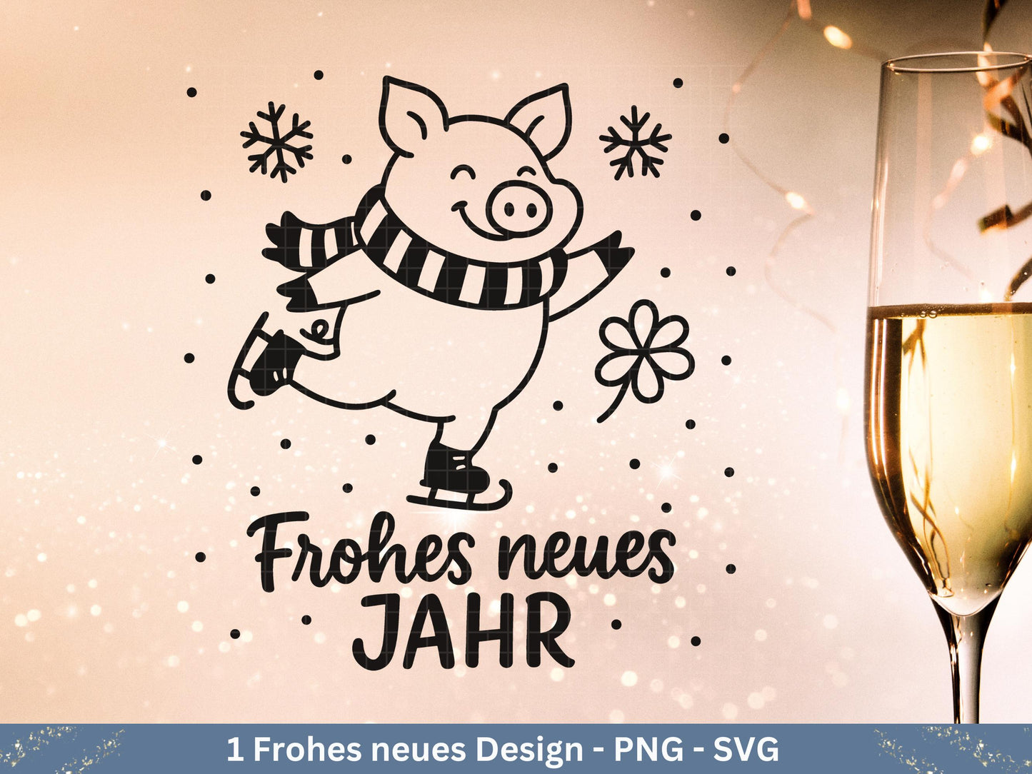 Silvester Plotterdatei - Deutsche Sprüche Svg - Weihnachten Svg - Frohes Neues Jahr 2026 - Silvester Laserdatei - Glücksschwein svg - Cricut