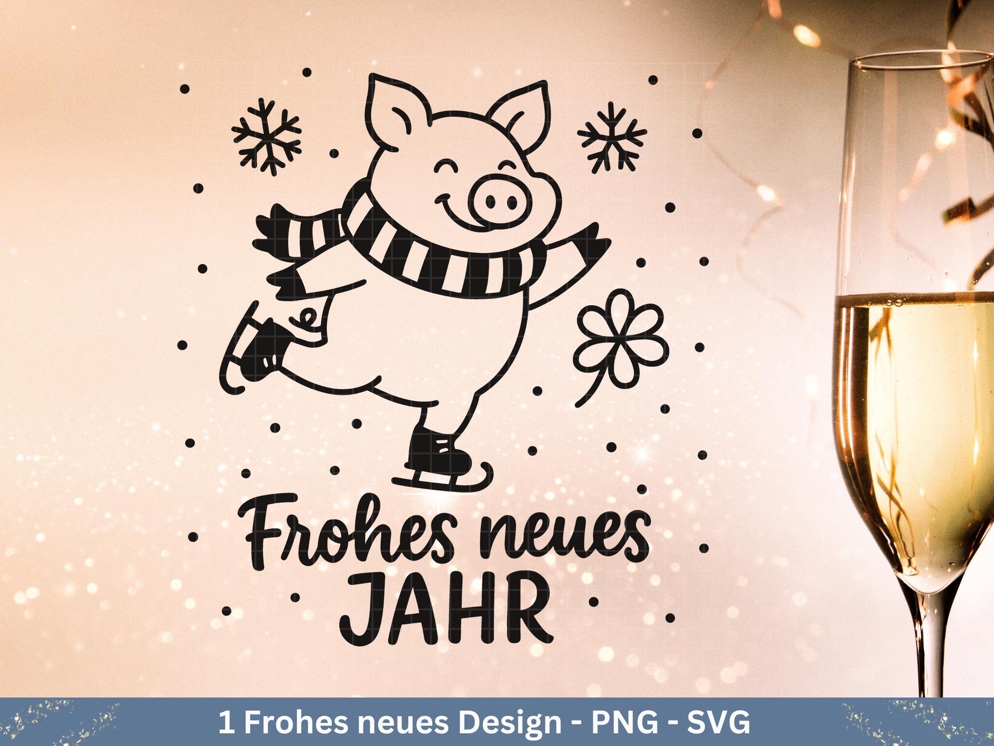 Silvester Plotterdatei - Deutsche Sprüche Svg - Weihnachten Svg - Frohes Neues Jahr 2026 - Silvester Laserdatei - Glücksschwein svg - Cricut