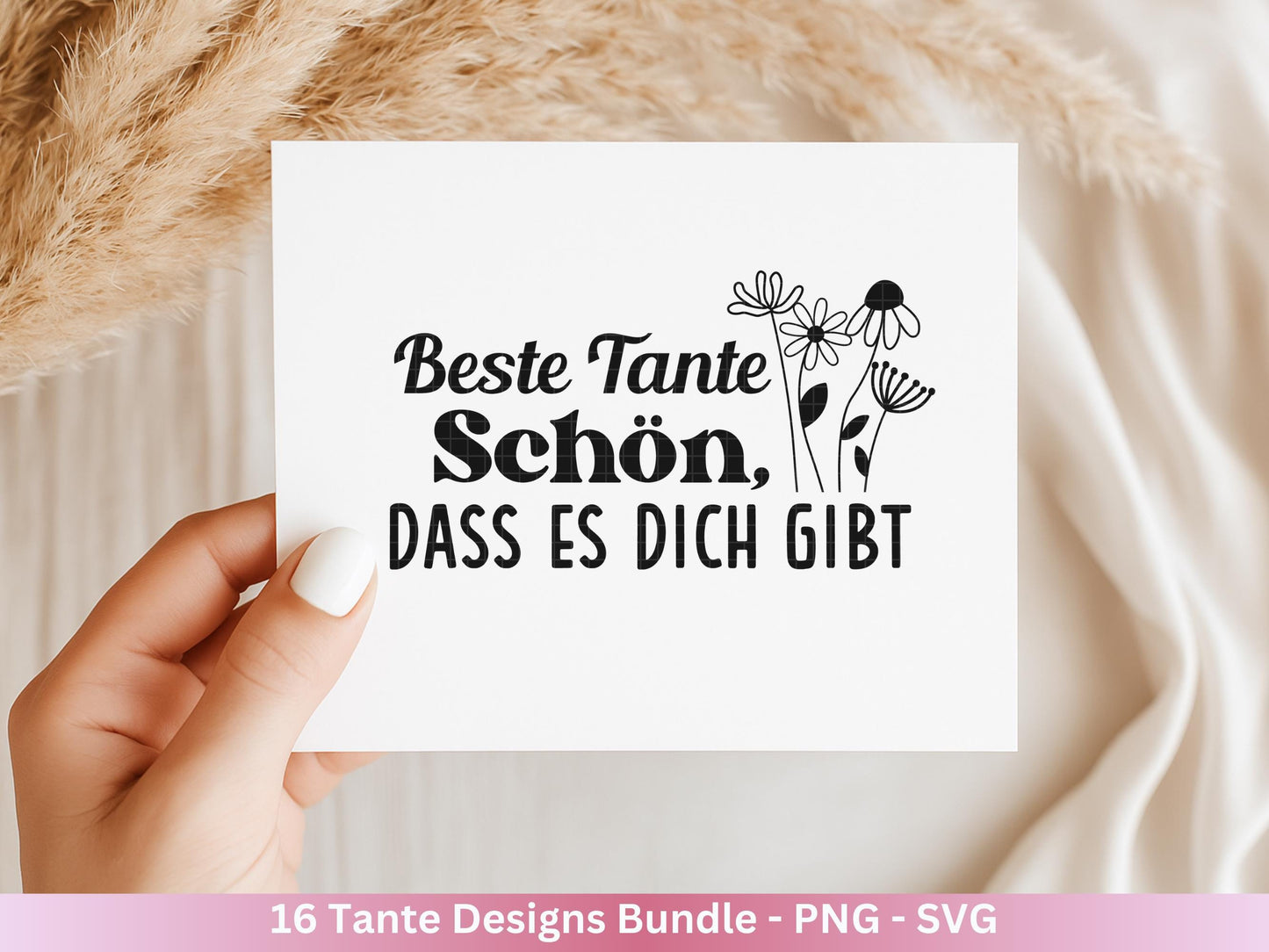 Tante SVG Plotterdatei – Deutsche Sprüche & Herz Designs – Beste Tante Geschenkidee – Laserdatei Cricut Silhouette für Shirt Tasse Beutel