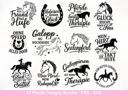 Pferde SVG Plotterdatei – Deutsche Sprüche & Reiter Sprüche – Seelenpferd Hufe Sattel – Laserdatei Cricut Silhouette Geschenk Pferdeliebe