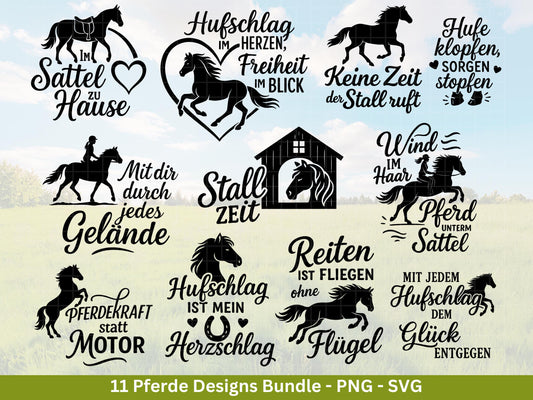Reiten SVG Plotterdatei – Pferde Sprüche & Stall Liebe Designs – Hufschlag Herz Sattel – Laserdatei Cricut Silhouette Geschenkidee Pferdefan