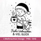 Weihnachten SVG Laserdatei – Frohe Weihnachten & Viel Glück Design – Plotterdatei Junge mit Schwein und Tasse – Cricut Silhouette Geschenk