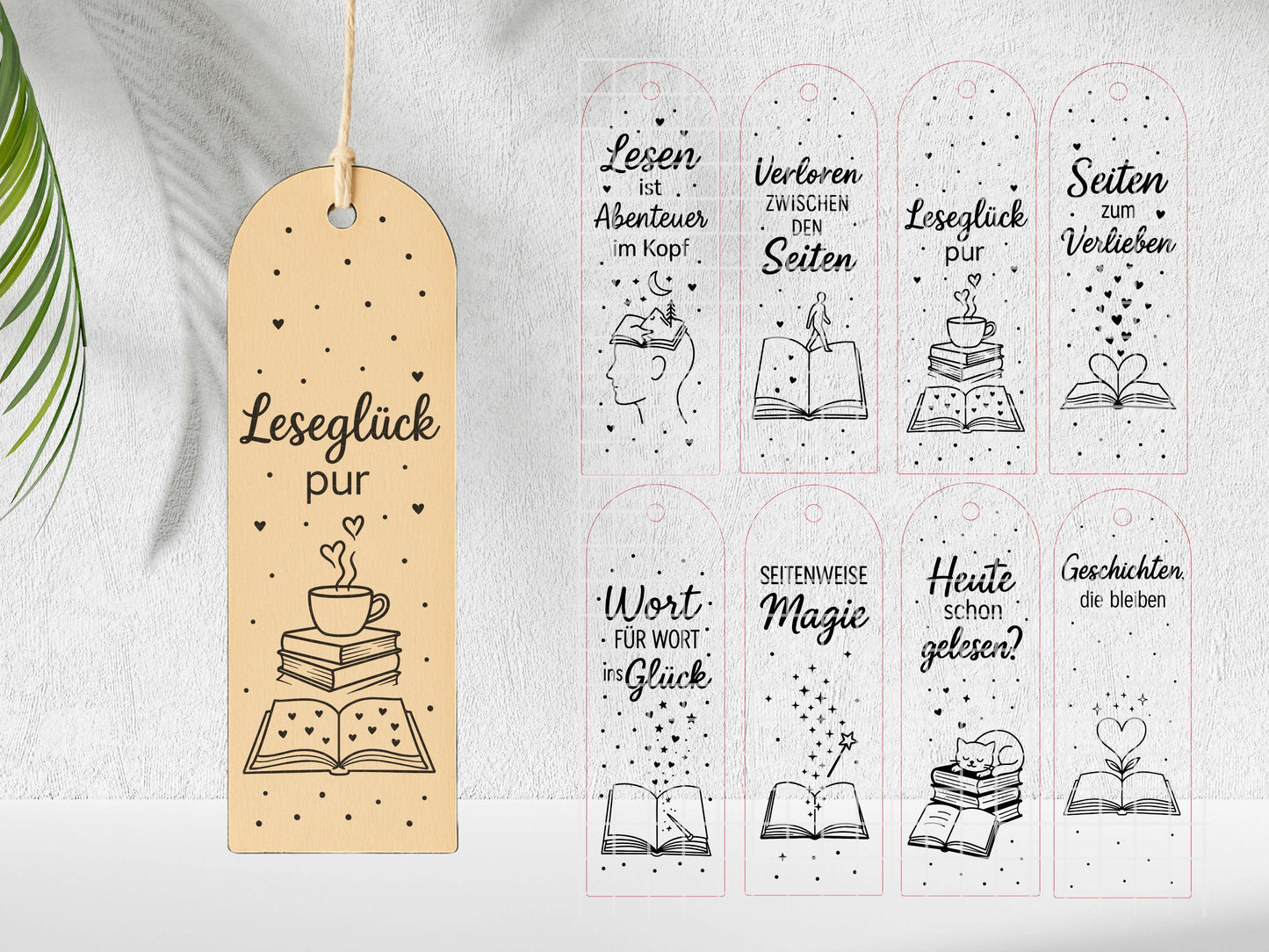 Lesezeichen SVG Datei – Laserdatei & Plotterdatei mit Sprüchen – Bücherliebe Zitate für Gravur und Plotten – Geschenkidee für Leseratten