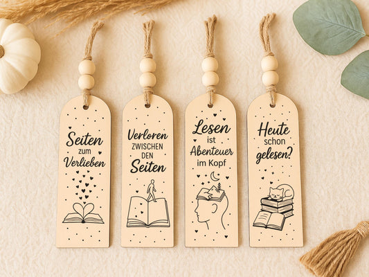 Lesezeichen SVG Datei – Laserdatei & Plotterdatei mit Sprüchen – Bücherliebe Zitate für Gravur und Plotten – Geschenkidee für Leseratten