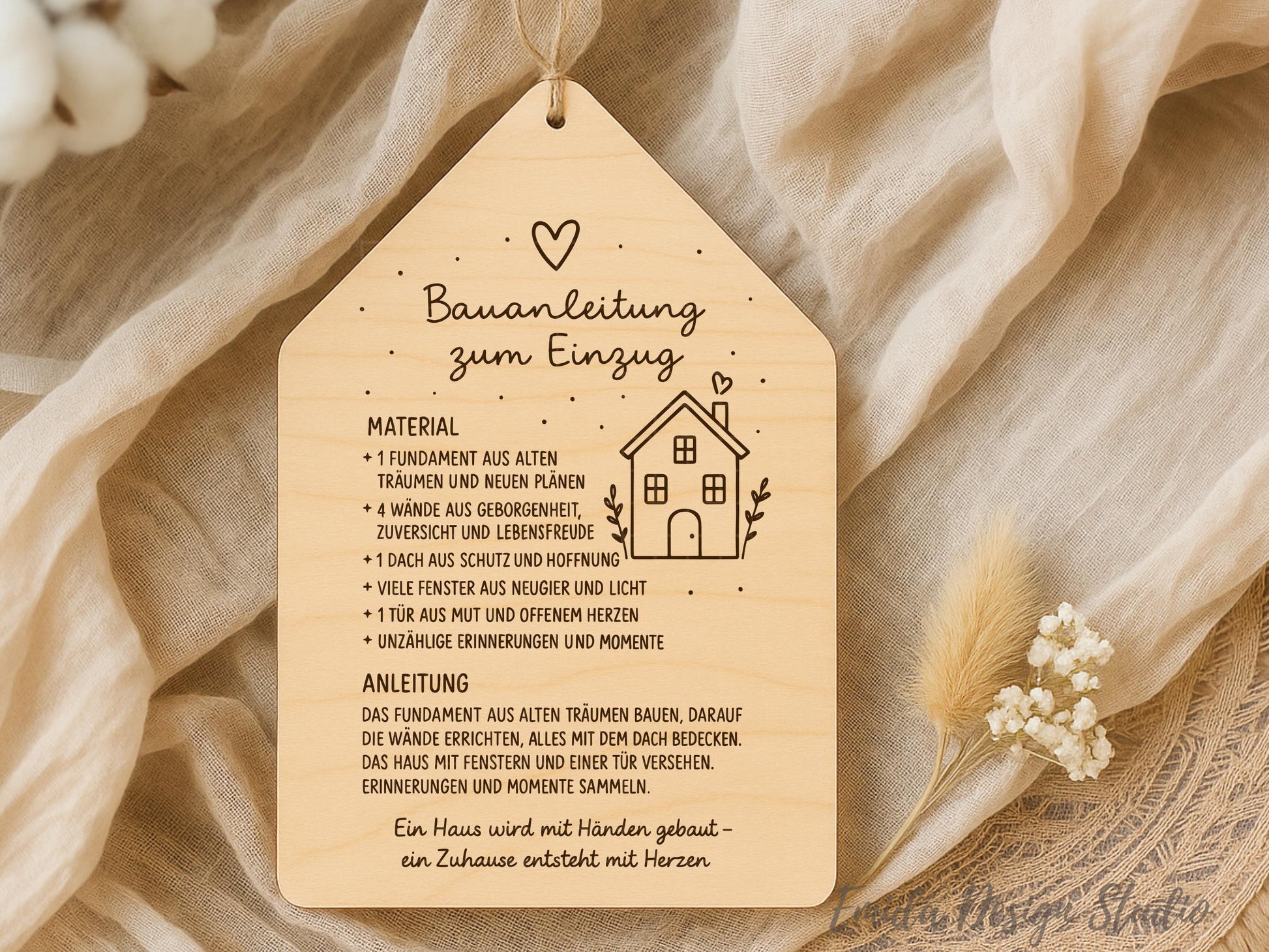 Laserdatei Haus Einzug SVG – Bauanleitung zum Einzug Spruch – Plotterdatei Geschenkidee neues Zuhause – Gravur Datei Cricut Silhouette DIY