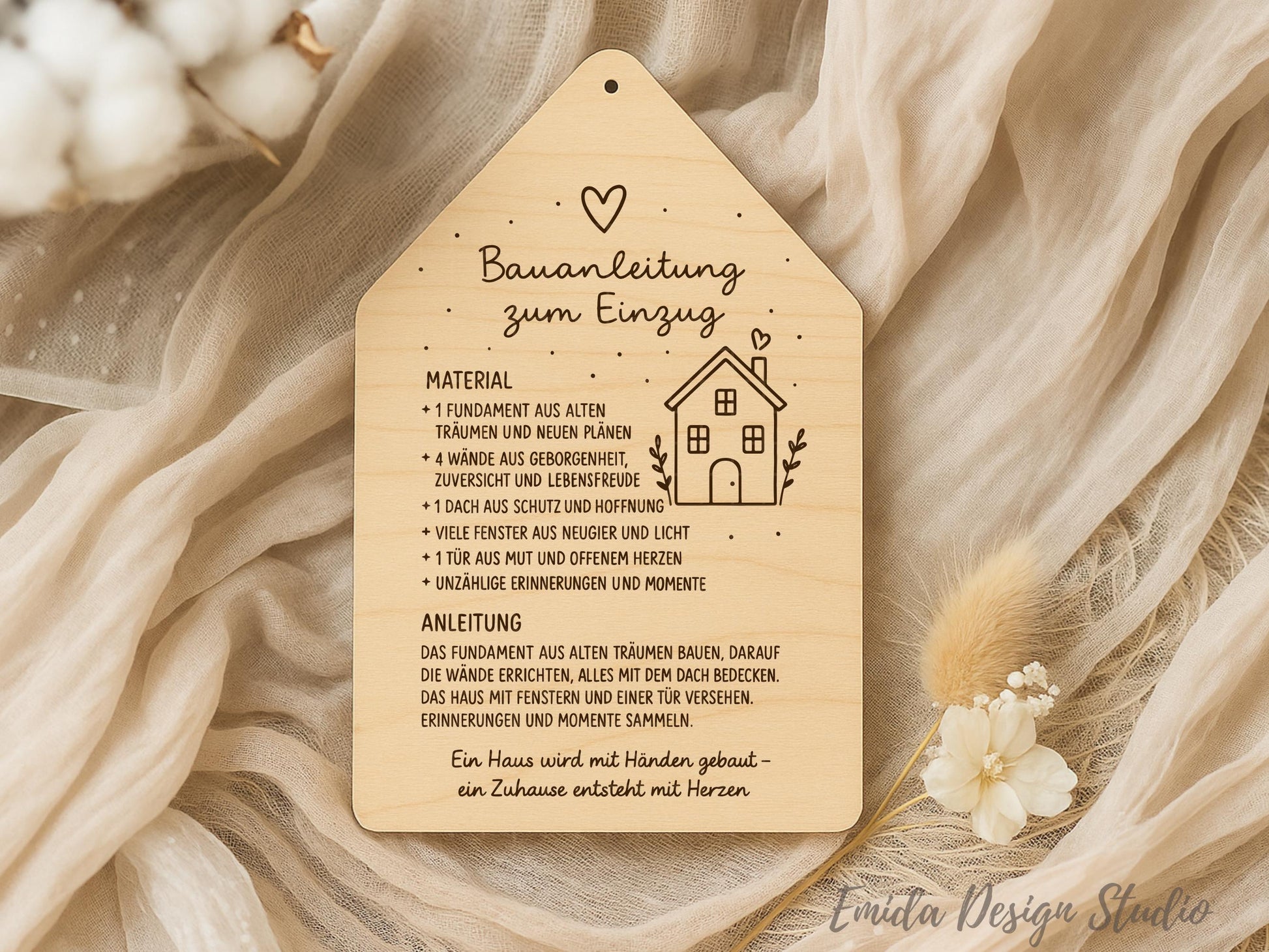 Laserdatei Haus Einzug SVG – Bauanleitung zum Einzug Spruch – Plotterdatei Geschenkidee neues Zuhause – Gravur Datei Cricut Silhouette DIY